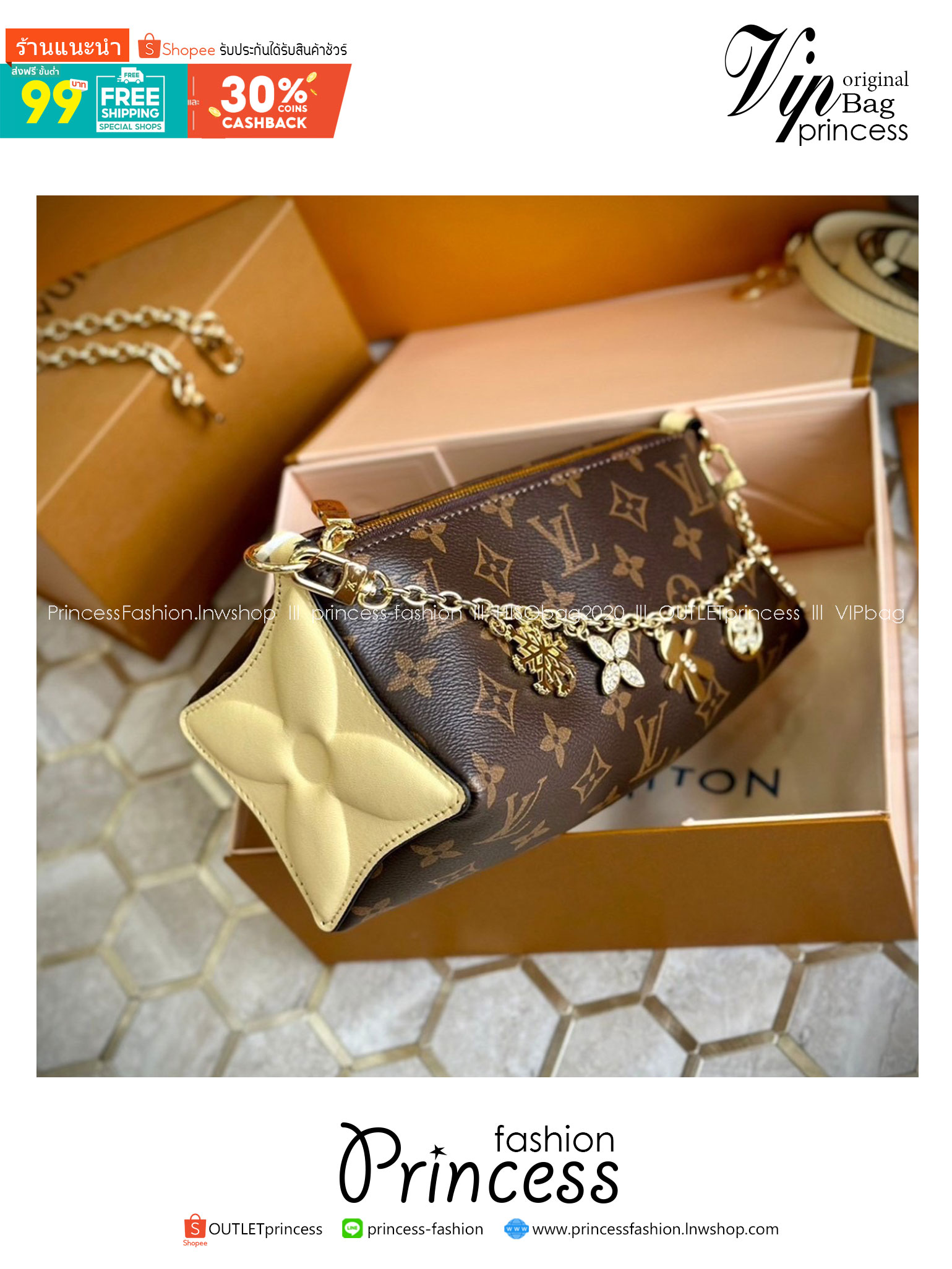 LV Bloom Pouch Monogram Flower coated canvas / Rose Jasmine / Banana / Denim กระเป๋าสะพายรุ่นใหม่ โดดเด่นด้วยรูปทรงทันสมัย Monogram Flower