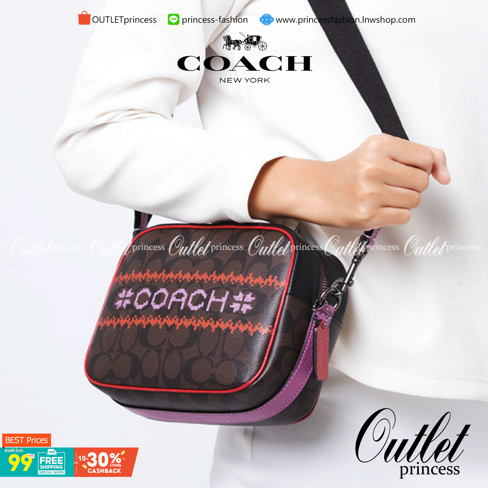 COACH DEMPSEY CAMERA BAG IN SIGNATURE ((C1541)) กระเป๋าทรงกล้องขนาดกระทัดรัด หนังแท้สวยงาม น่าใช้ค่ะ ด้านหน้าเป็นงานปักโลโก้+ลายกัวใจต่อๆกัน ได้สวยงาม เปิดปิดกระเป๋าแบบซิป ภายในสามารถใส่กระเป๋าเงินใบกลางได้;มือถือได้ทุกรุ่น;ของจุกจิกอื่นๆได้พอประมานเลยนะค
