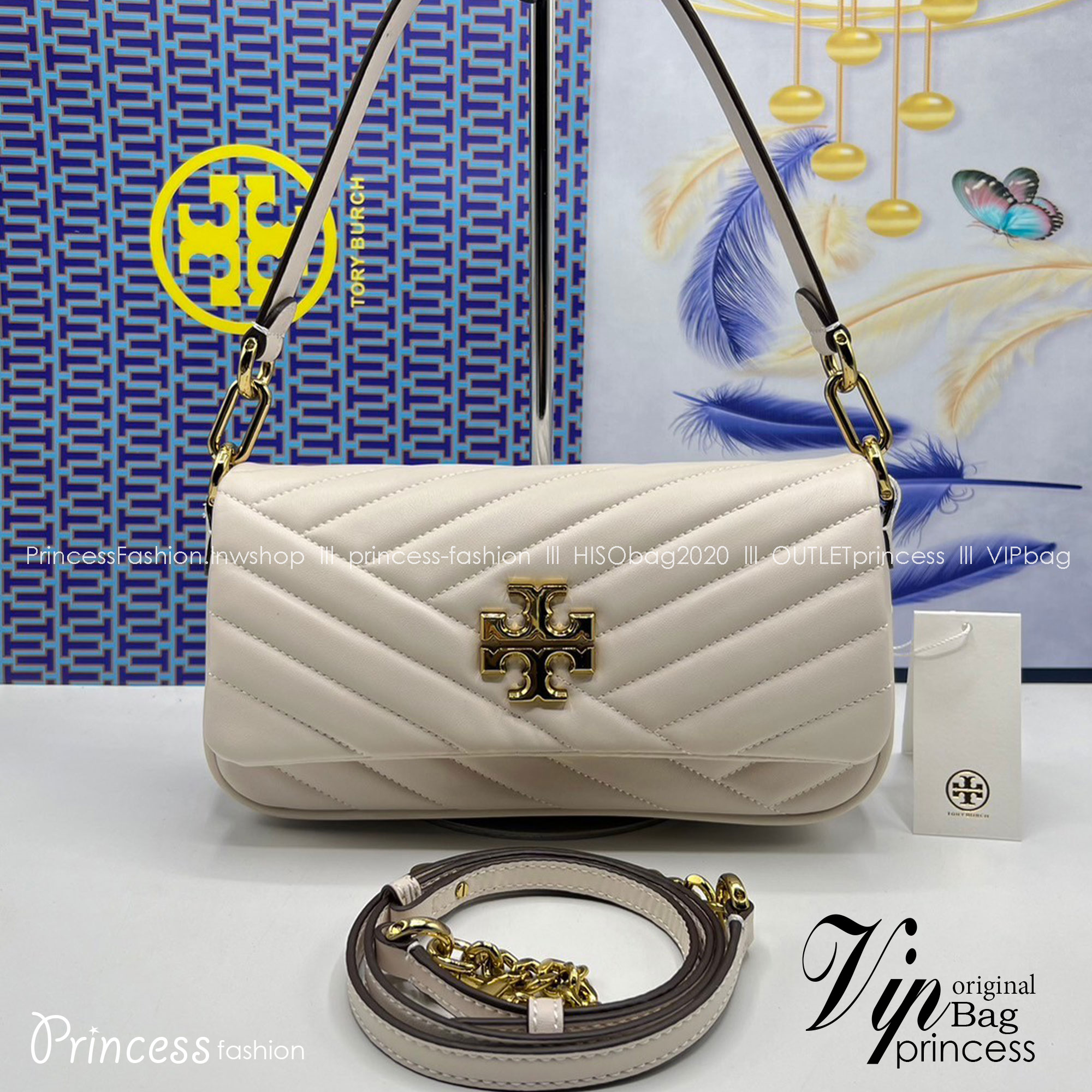 Tory Burch Kira Chevron Flap Small Shoulder Bag กระเป๋าสะพายดีไซน์รูปทรงคลาสสิค ดูผู้ดีหรูหรา เกรดออริ สลับแท้ 1:1 ใช้งานต่างประเทศได้