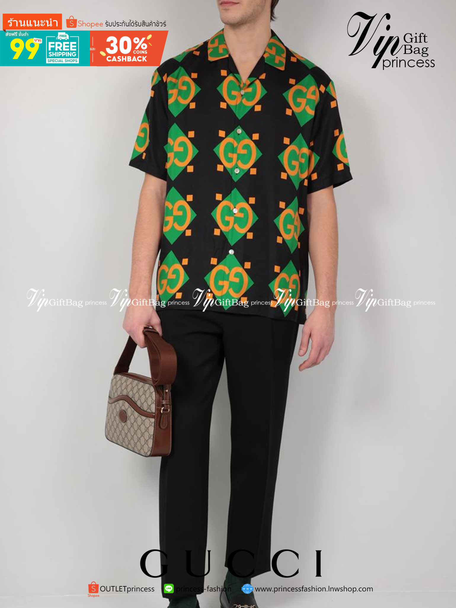 Gucci Geometric print bowling shirt / Gucci Men's Shirts / Gucci Shirts งานเกรดออริจินอล พิมพ์ลายคมชัด มีป้ายแท็กที่คอเสื้อทุกตัว พร้อมส่งที่ไทย ภาพสินค้าถ่ายจากงานขายจริง ใช้งานต่างประเทศได้