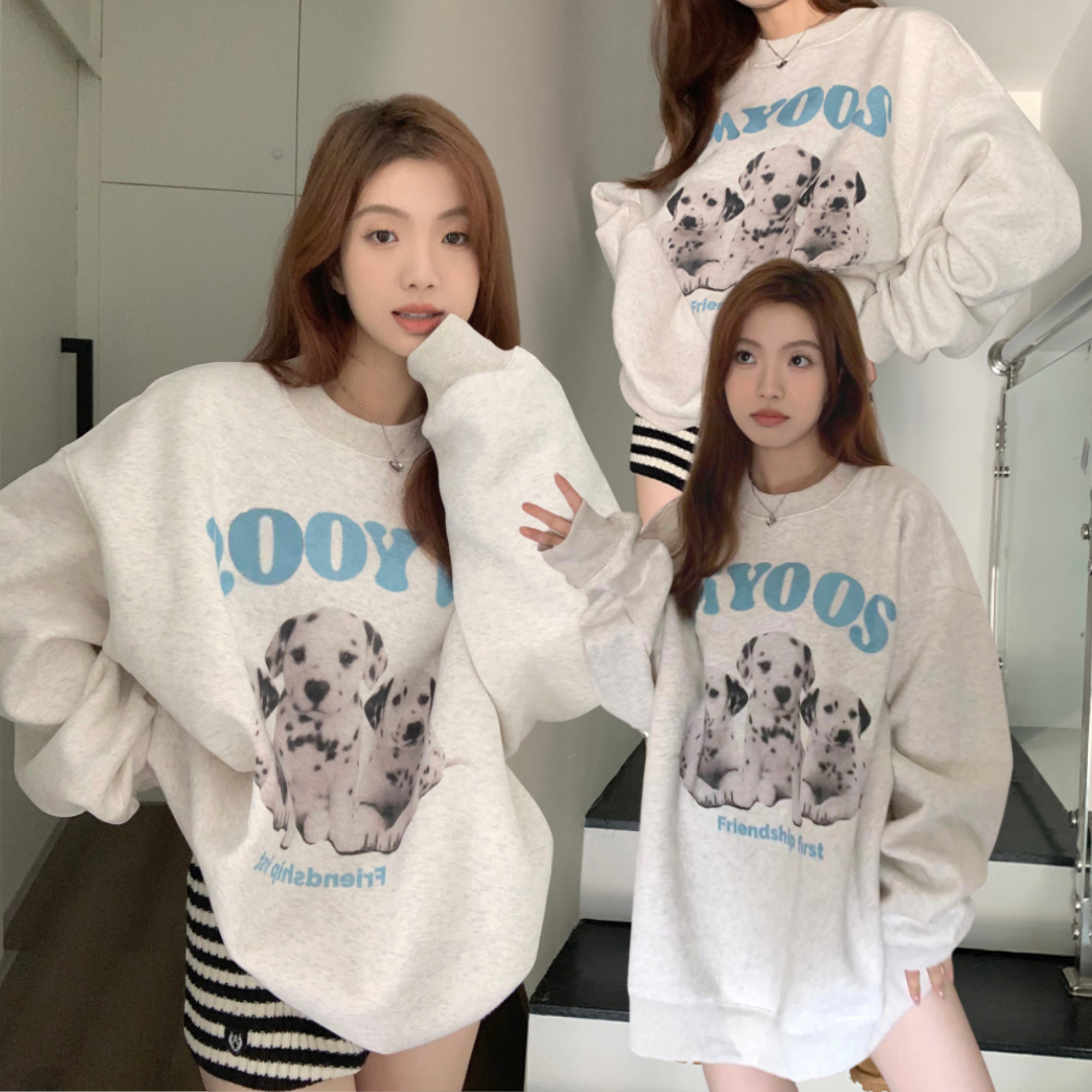 พร้อมส่ง 🧸🛤🍪 Dog print sweater เสื้อสเวตเตอร์พิมพ์ลายสุนัข (IN38310)
