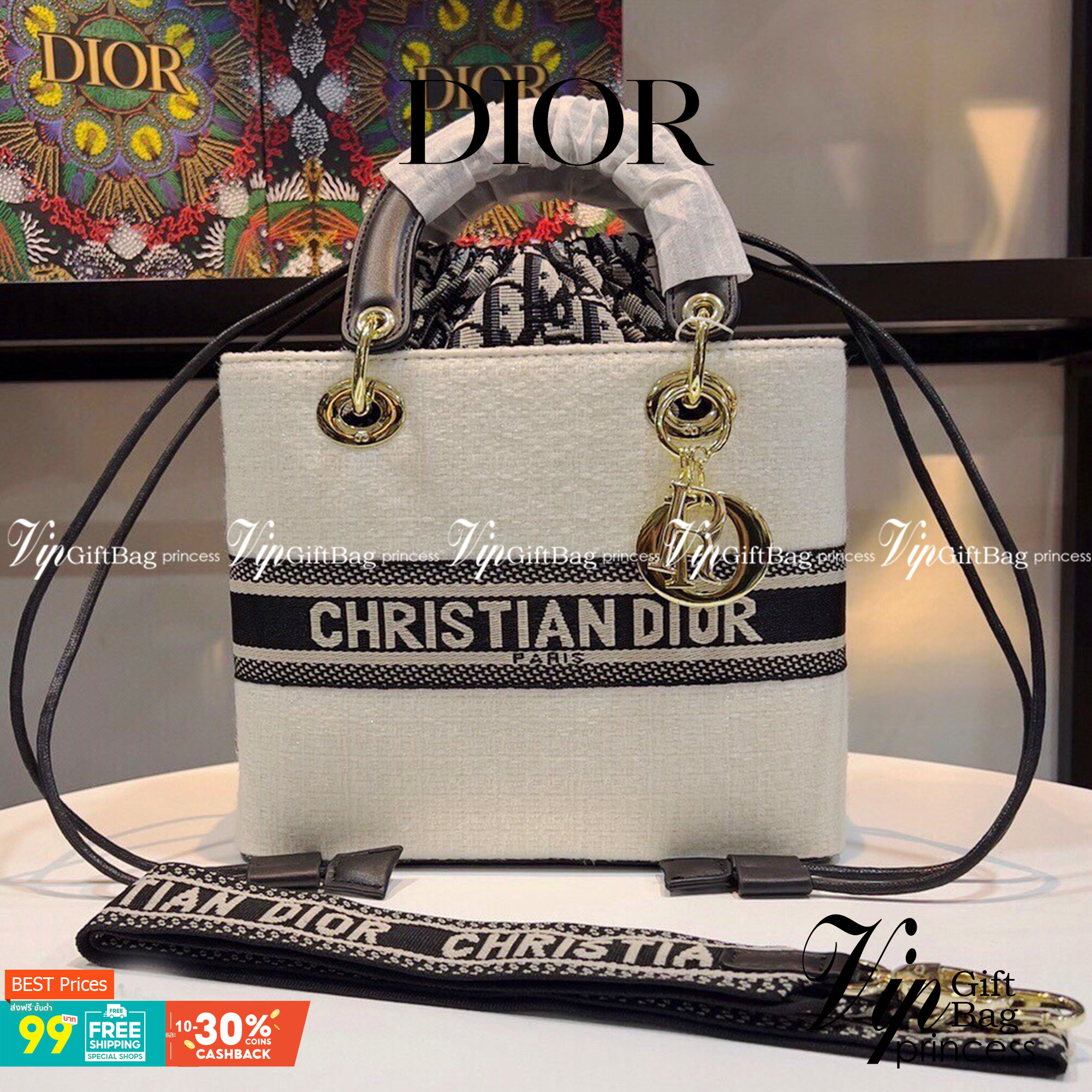 Lady Dior limited edition Bag DIOR WOMEN MEDIUM LADY D-LITE BAG กระเป๋า Lady D-Lite ผสมผสานความสง่างามและคลาสสิก