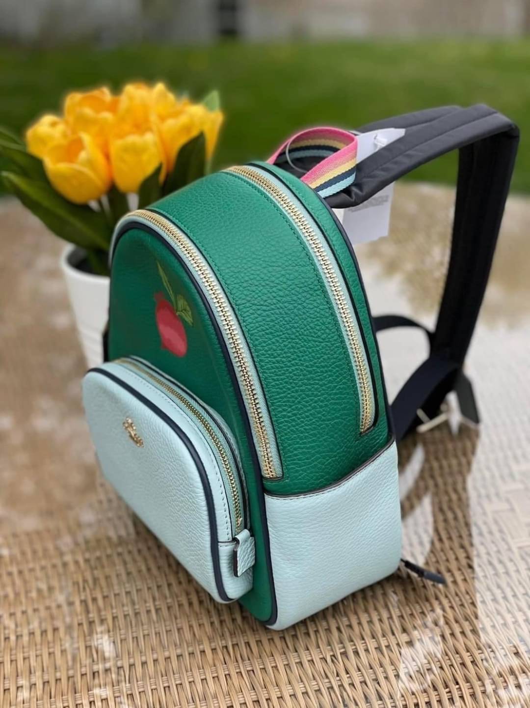 COACH Mini Court Backpack In Signature Canvas With Butterfly / With Radish C8259 C8257 🌈ต่อกันเลย สวยกันก่อน วางน้องไม่ลงเลยจริงๆค่าา😍 พร้อมส่ง! ยังไม่เข้าไทย กับกระเป๋าสะพายหลังแบบมีหูหิ้วในตัว บอกก่อนเลยว่าหนังของน้องทั้งนิ่ม ทั้งสวย อย่