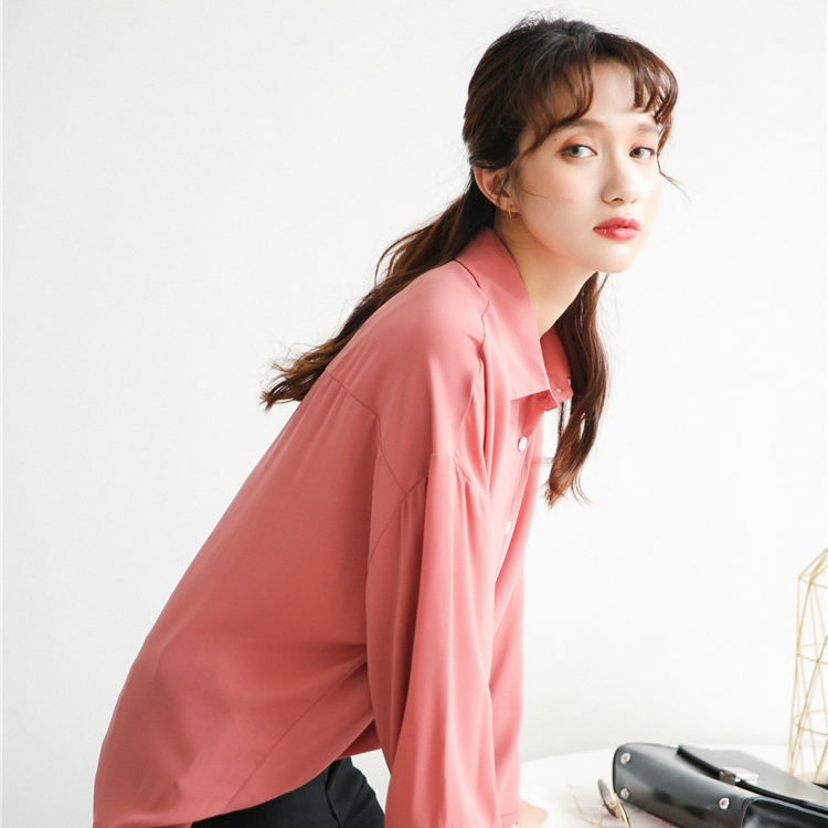 พร้อมส่ง 💖 Sirin tops เสื้อเชิ้ตแขนยาว ทรงไหล่ตกสีหวานน่ารัก (IN34464)