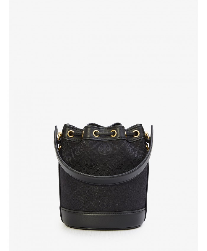 TORY BURCH Mini T Monogram Bucket Bag jacquard black / Tory Mini Bucket Bag กระเป๋าทรงบัคเก็ต ไซส์มินิ สีดำสุดคลาสสิก สีดำคลาสสิก กระเป๋าทรงขนมจีบ รุ่นใหม่ล่าสุด วัสดุผ้าแจคการ์ด ตัดขอบหนังสวย