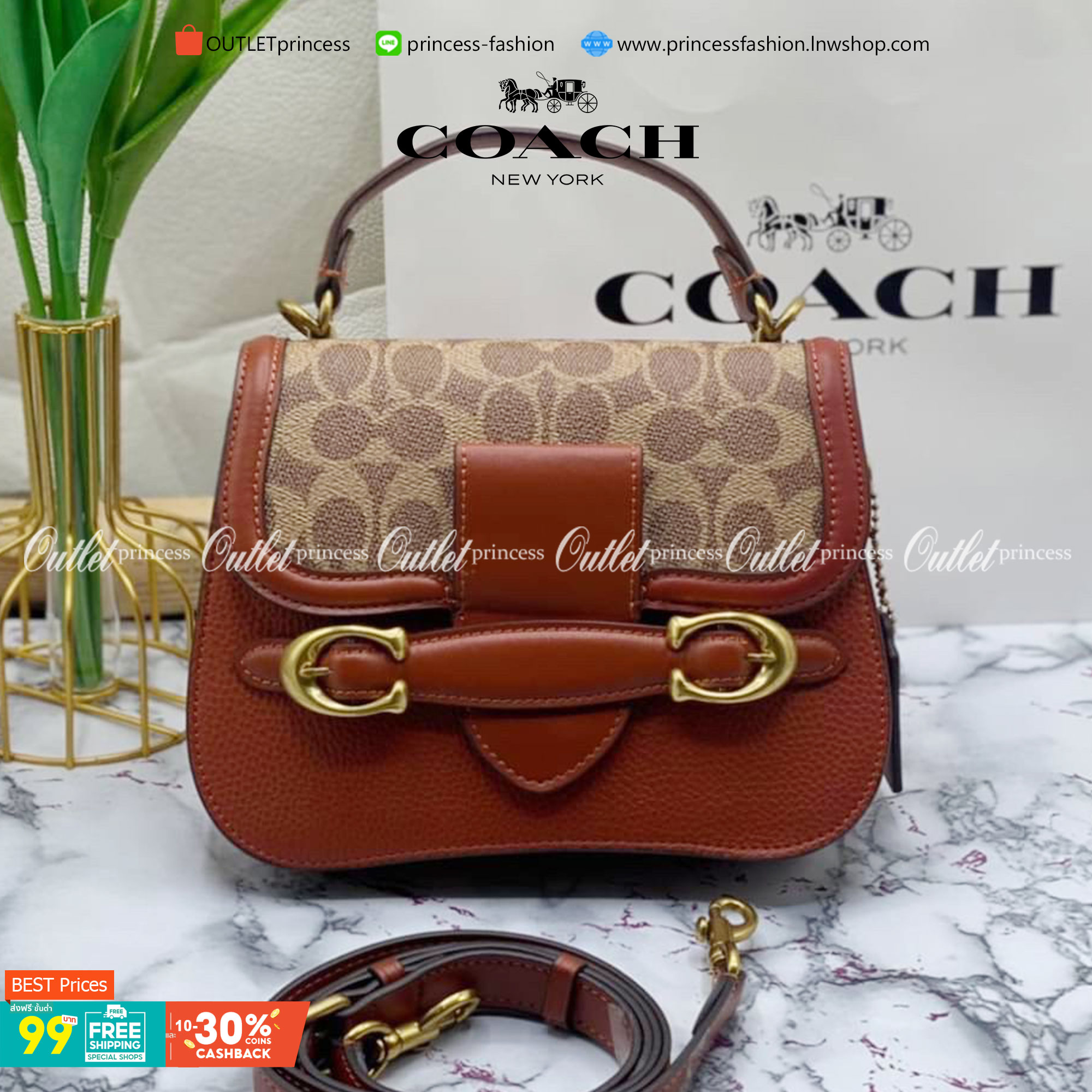 มาใหม่ กรุบกริบ สวย หรูมาก พร้อมส่งที่ไทย COACH SHOULDER BAG กระเป๋าสะพายครอสบอดี้ร์ มีหูถือได้ ใช้งานได้ 2 แบบเลยค่ะ วัสดุหนังแท้ชั้นดีที่สุด! หนังสวย บวกกับอะไหล่แบรนด์ที่ดูเด่นคลาสสิคตรงด้านหน้าค่ะ ใบจริงทั้งสวย ทั้งดูดี คลาสสิค มากๆด้วย แมทได้กับทุกชุ