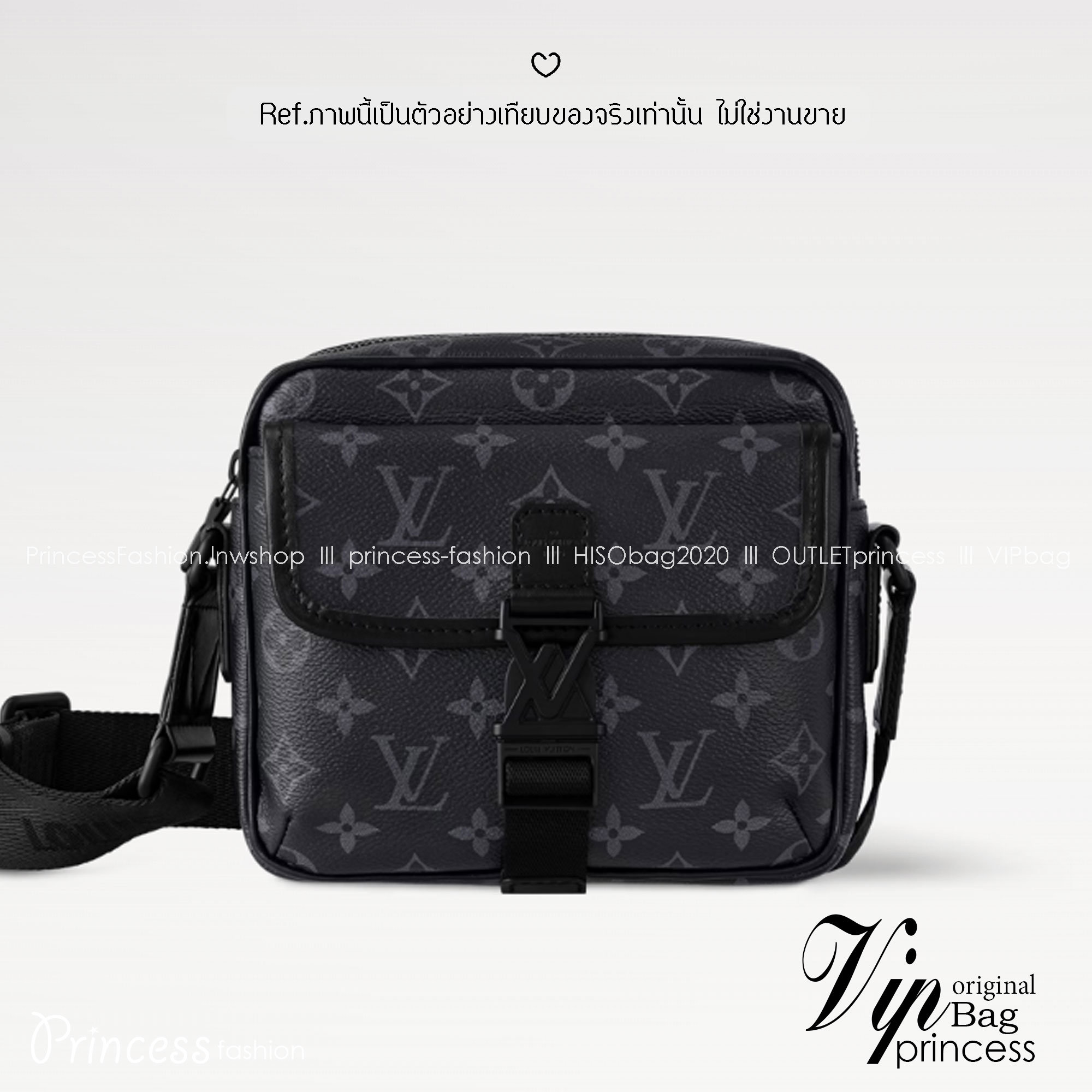 สลับแท้ LV Getaway Messenger Monogram Eclipse Bag กระเป๋าแมสเซนเจอร์ แคนวาสขนาดกะทัดรัดสมบูรณ์แบบสำหรับสุภาพบุรุษ กระเป๋าสะพายเฉียงผสานดีไซน์มีระดับเข้ากับความสะดวกสบายอย่างลงตัว