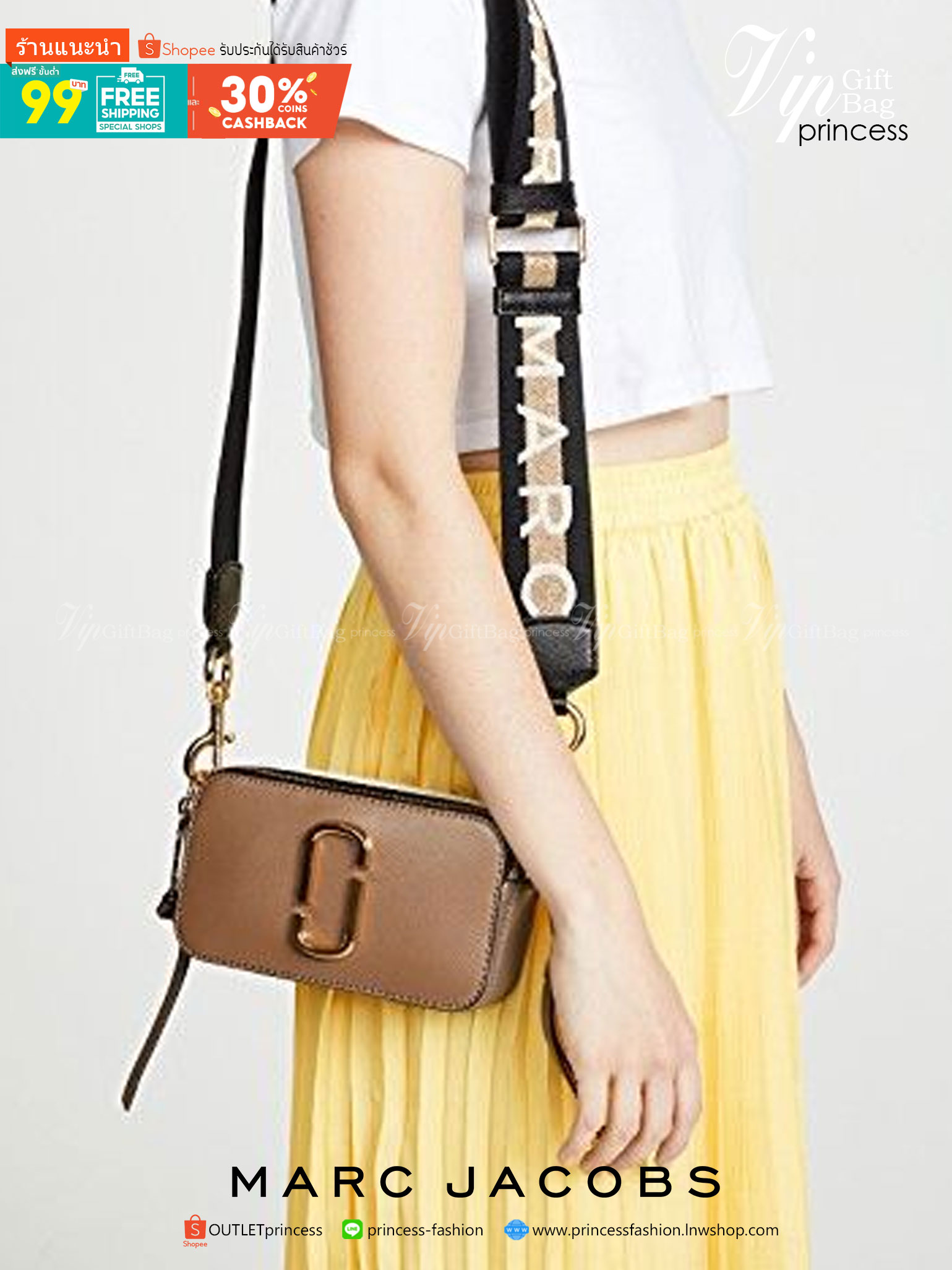 พรีเมี่ยมกิ๊ฟแท้ 100% 】หนังแท้ MARC JACOBS The Snapshot Camera X Anna Sui Cross Body Bag