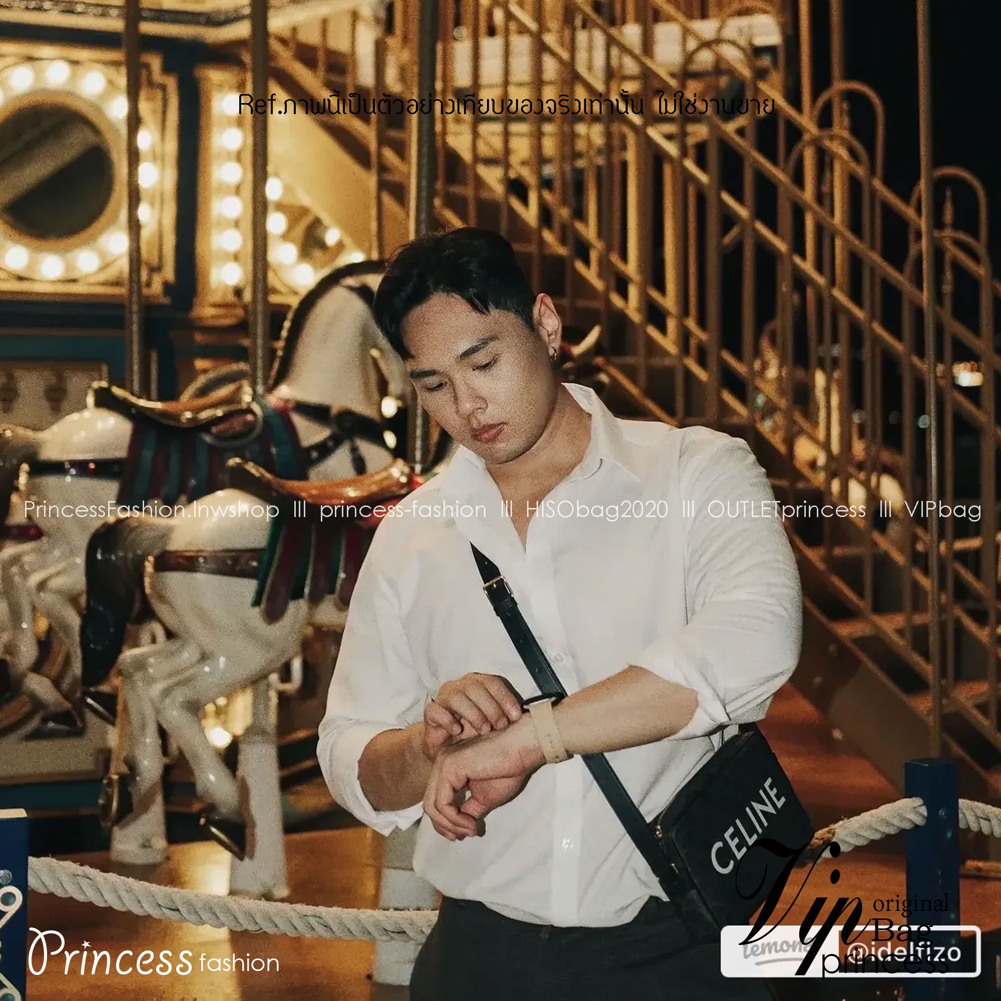 CELINE MEDIUM MESSENGER BAG IN TRIOMPHE CANVAS WITH CELINE PRINT เกรดท็อปออริ 1:1 เกรดดีสุด สลับแท้ หนังแท้และแคนวาสแท้ ใช้งานต่างประเทศได้ ภาพถ่ายจากงานจริง