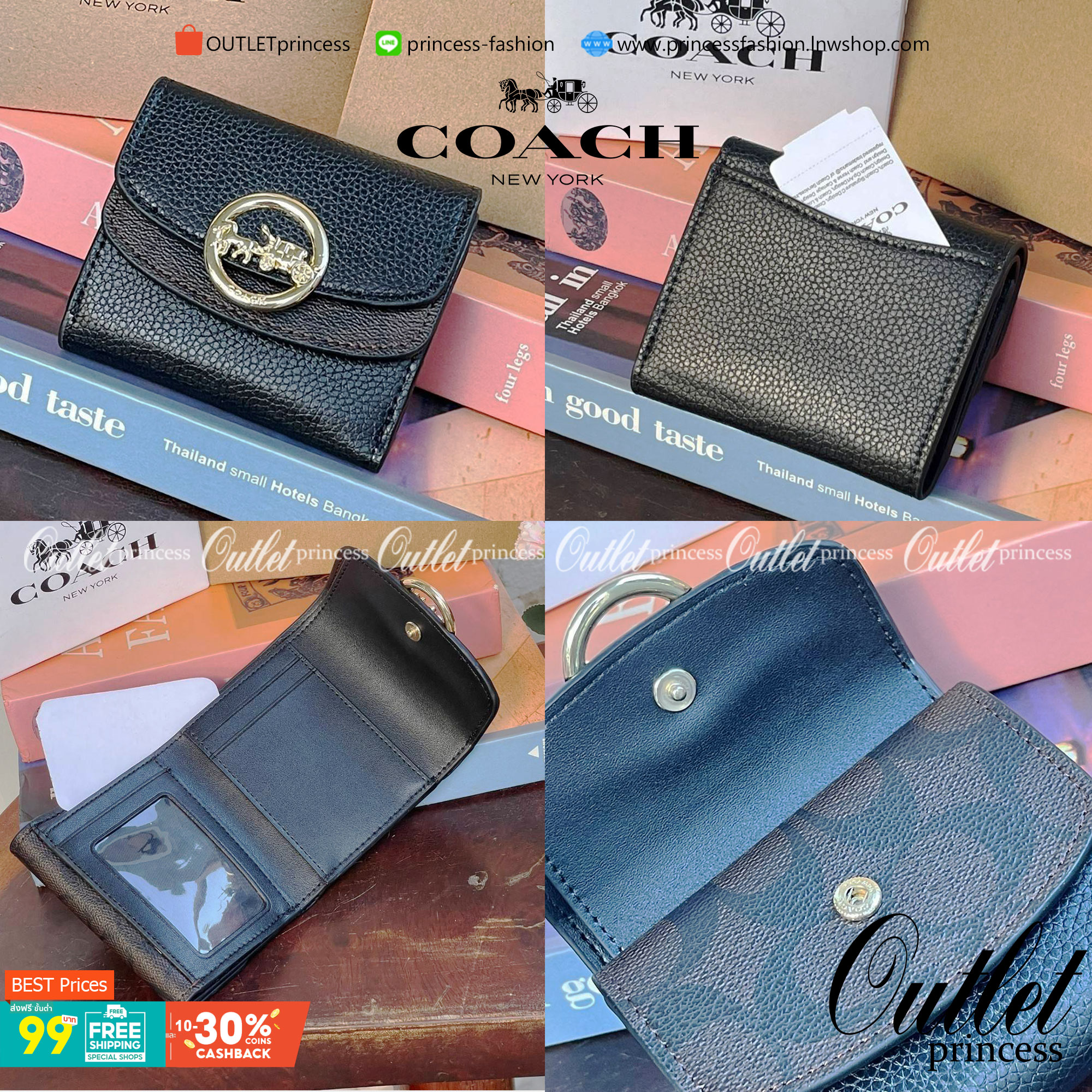 OUTLET 】COACH JADE SMALL DOUBLE FLAP WALLET IN COLORBLOCK (COACH F88002) หากใครต้องการกระเป๋าสตางค์ใบสั้นสำหรับวันที่ต้องการใช้กระเป๋าสะพายใบเล็ก หรือวันที่ไม่พกกระเป๋าสะพาย เราขอแนะนำใบนี้เลยค่ะ โดยใบนี้เป็นกระเป๋าสตางค์แบบพับสามทบ ปิดแบบกระดุม2ชั้น มีช่