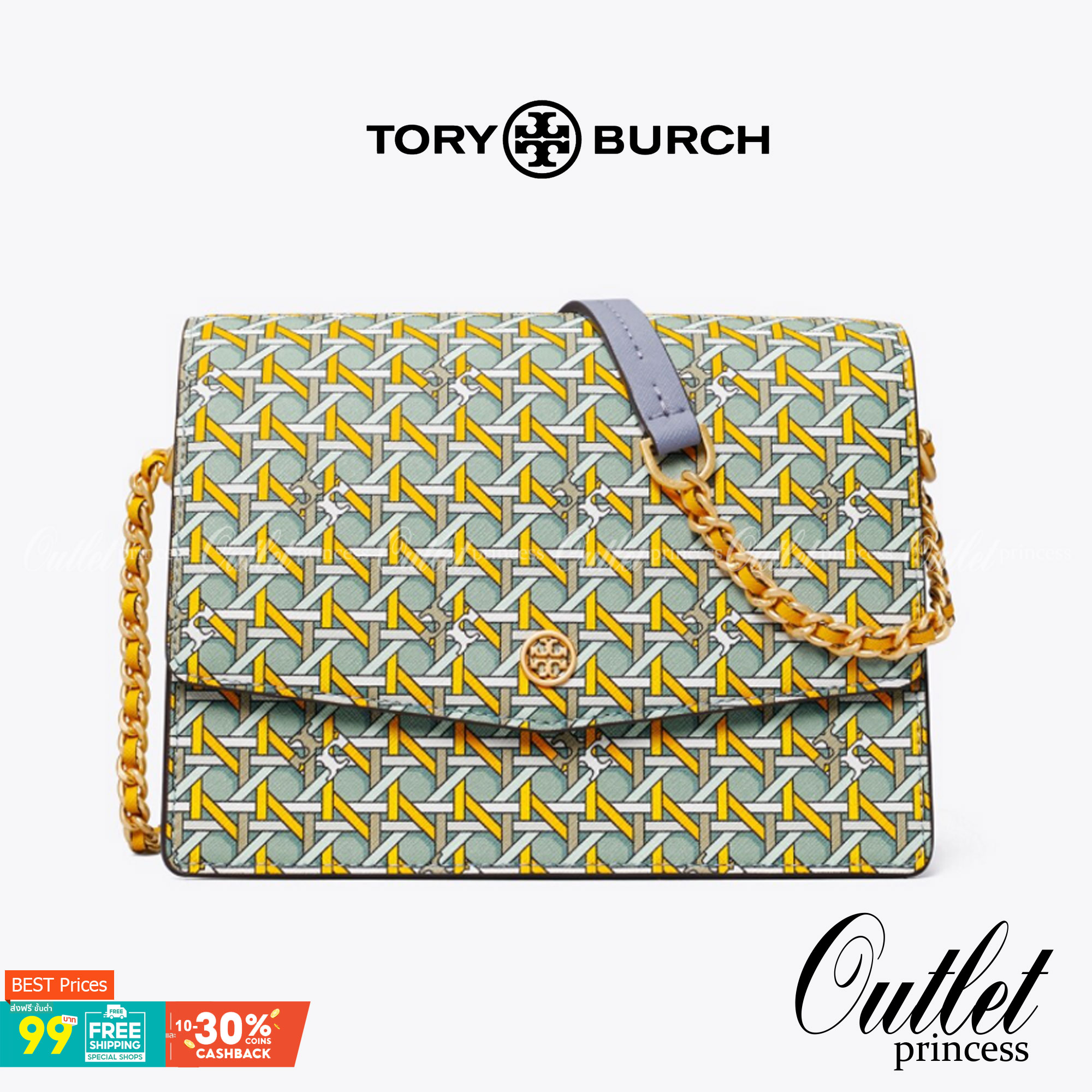 Tory Burch Robinson Printed Convertible Shoulder Bag กระเป๋าสุดคลาสสิค Collection นี้เหมาะกับสาว ๆ วัยรุ่นเป็นพิเศษ ด้วยโทนสีสดใสที่ทางแบรนด์ได้ดีไซน์ออกมาอย่างพิถีพิถัน สามารถตอบโจทย์สาว ๆ ที่มีคาแรคเตอร์หวาน สดใส และร่าเริงได้อย่างแท้จริงอีกทั้งลายโซ่ยั