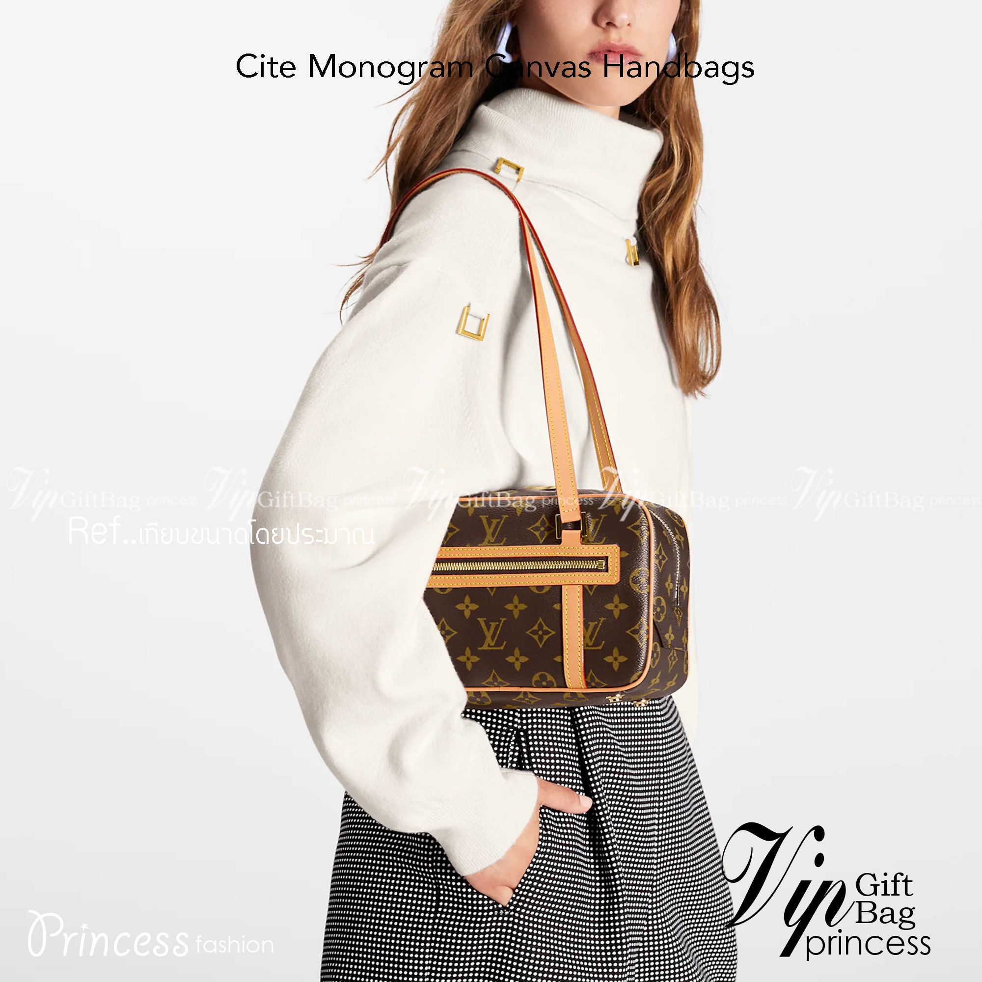 LV Cite Monogram Canvas Handbags เกรดออริจินอล ภาพถ่ายจากงานขายจริง ใช้งานต่างประเทศได้