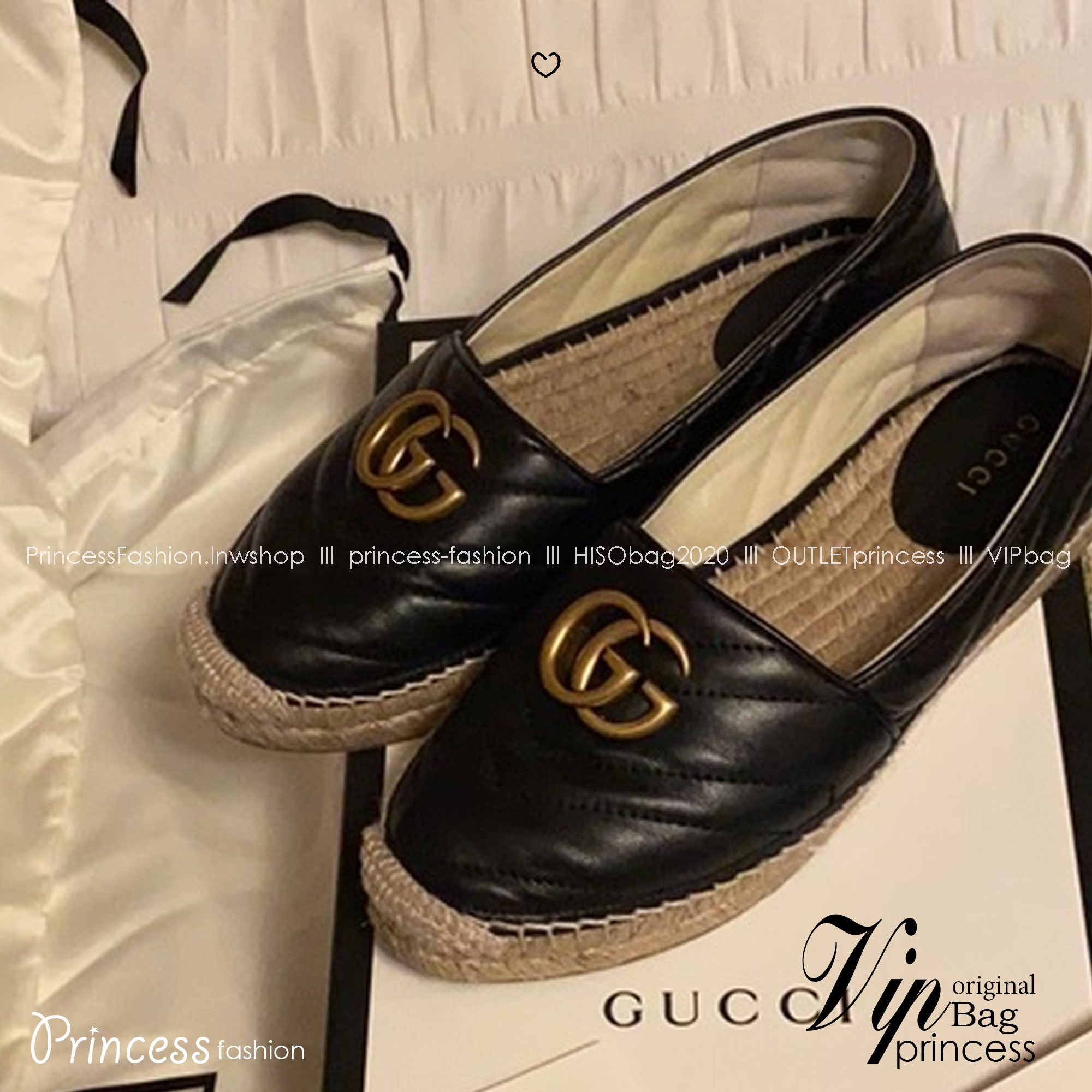 GUCCI Leather Espadrille with double G รองเท้าผ้าใบลำลองรุ่นยอดฮิต ขับผิว ใส่สบาย ยืนเดินได้นาน พื้นยางอย่างดียืดหยุ่นสูง ใส่เดินชิลหรือเที่ยวก็ปัง สวยงาม ได้หลากหลายโอกาส