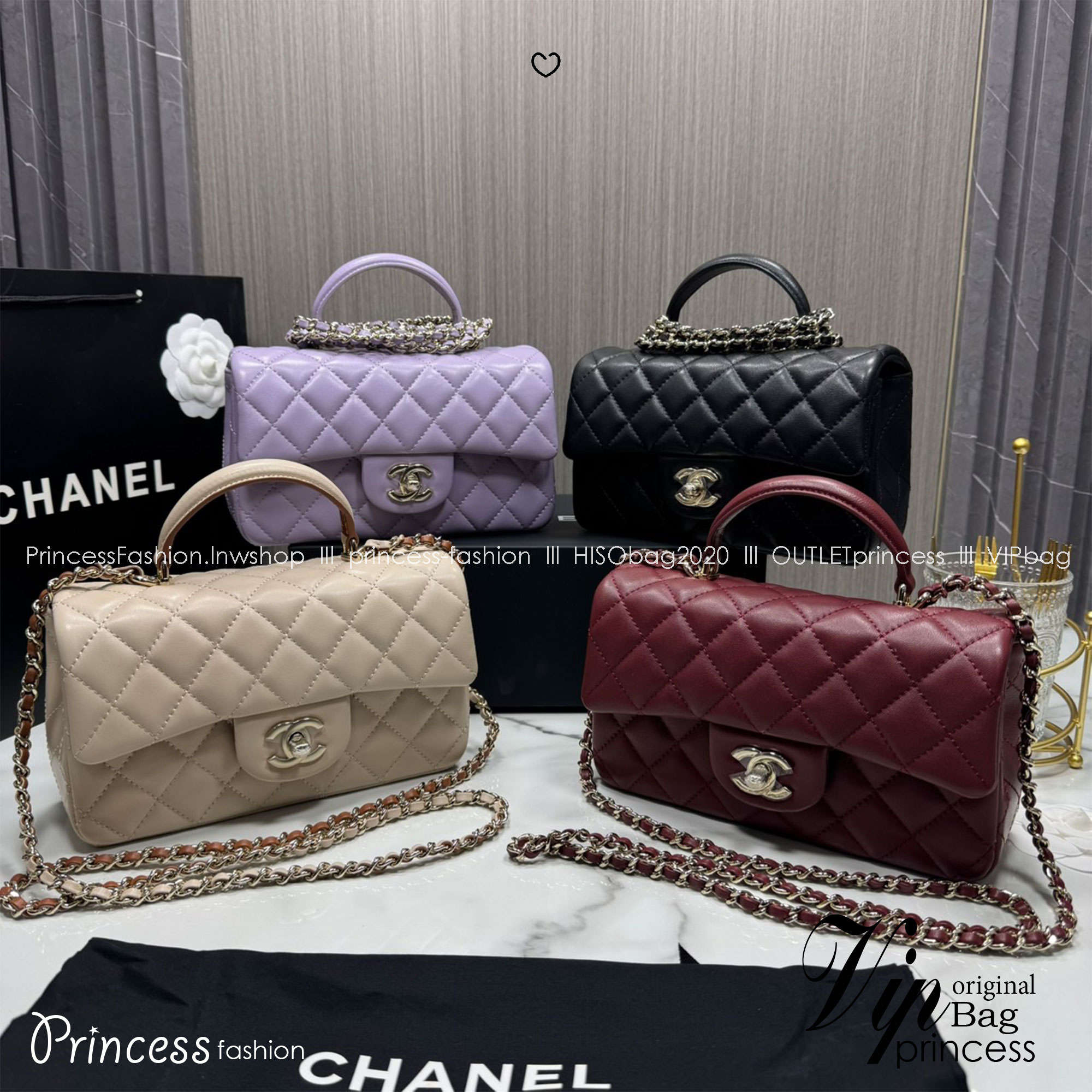 ORI | หนังแท้ Chanel Mini Classic Handbag With Top Handle กระเป๋าสะพายรุ่นคลาสสิกพร้อมหูจับถนัดมือ สวยเรียบหรู 🤍 สินค้าเกรดออริจินอล เทียบแท้
