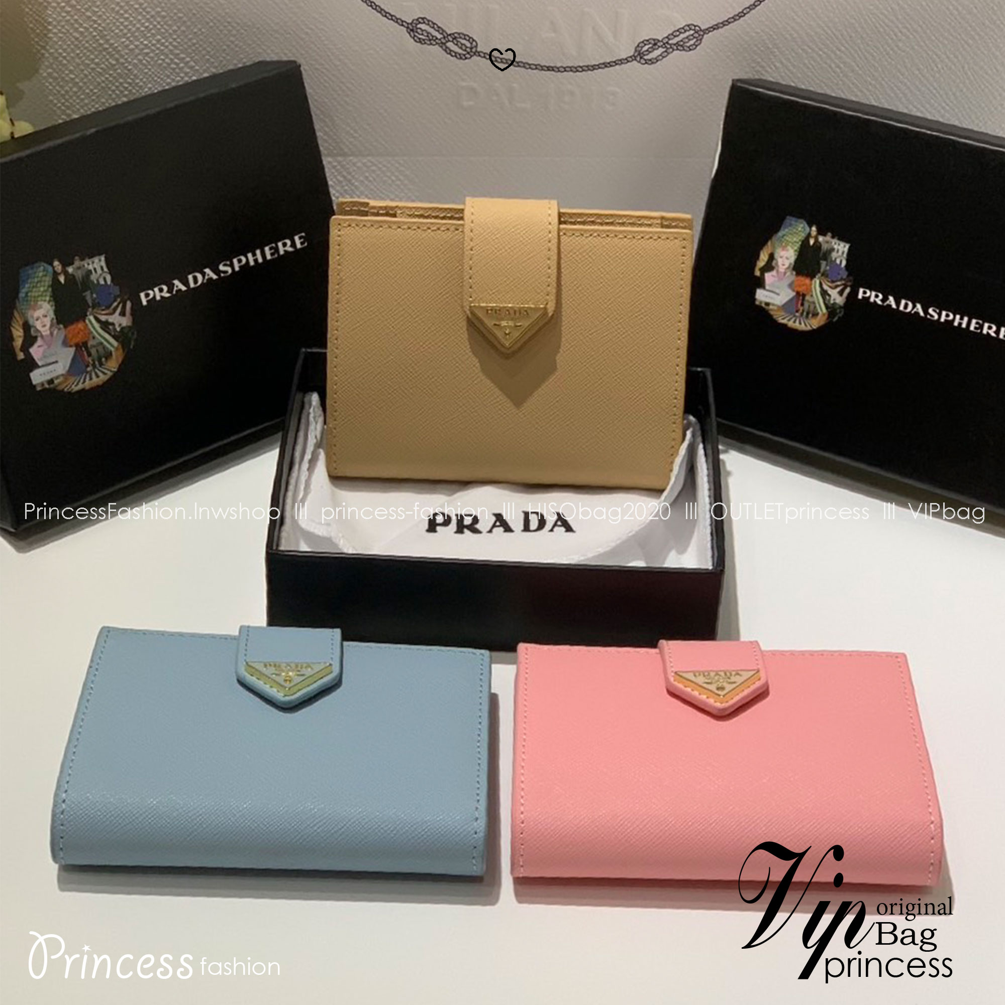 ORI หนังแท้ | Prada Wallet / Prada Small logo-plaque Saffiano Wallet กระเป๋าสตางค์ปราด้าใบกลาง เรียบหรู หนัง Saffiano เนื้อนุ่ม มีฟังก์ชันและสไตล์ให้เลือกด้วยช่องใส่บัตรหลายช่อง