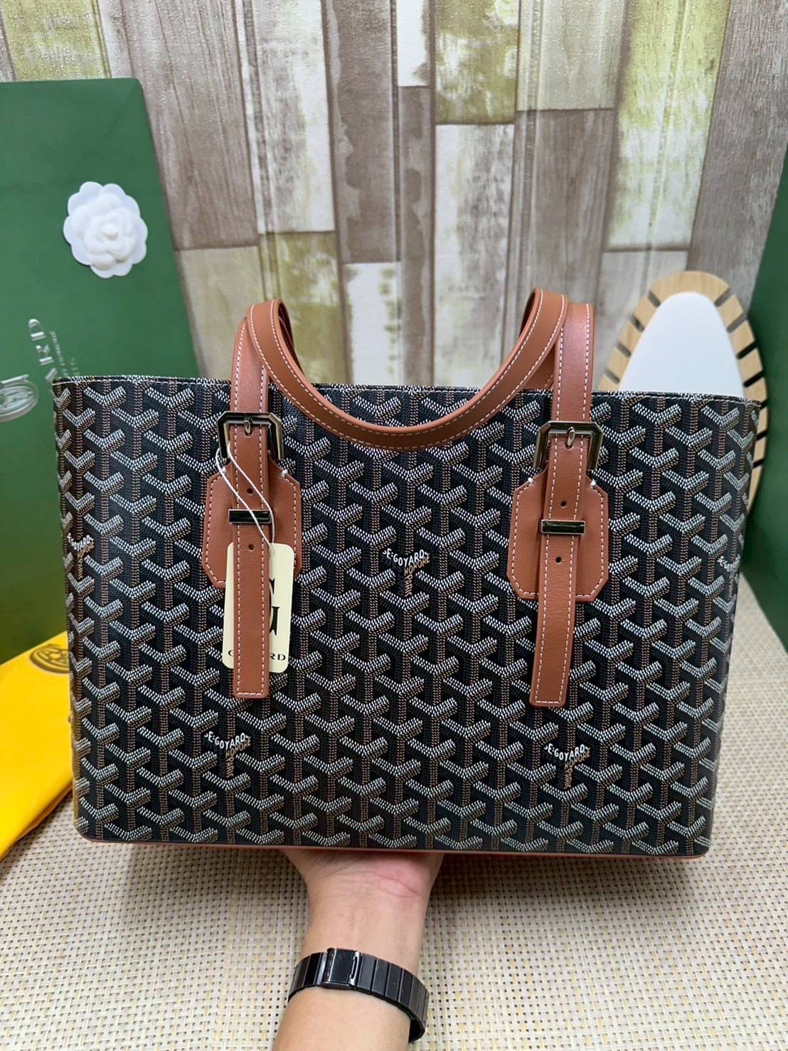 7 สี ORI หนังแท้ | GOYARD Goyardine Sac Marie Galante 35cm / Goyard Tote Bag กระเป๋าสะพายทรงโท้ท พร้อมหูจับใช้งานง่าย ภายในโล่งกว้าง หรูหราลงตัว