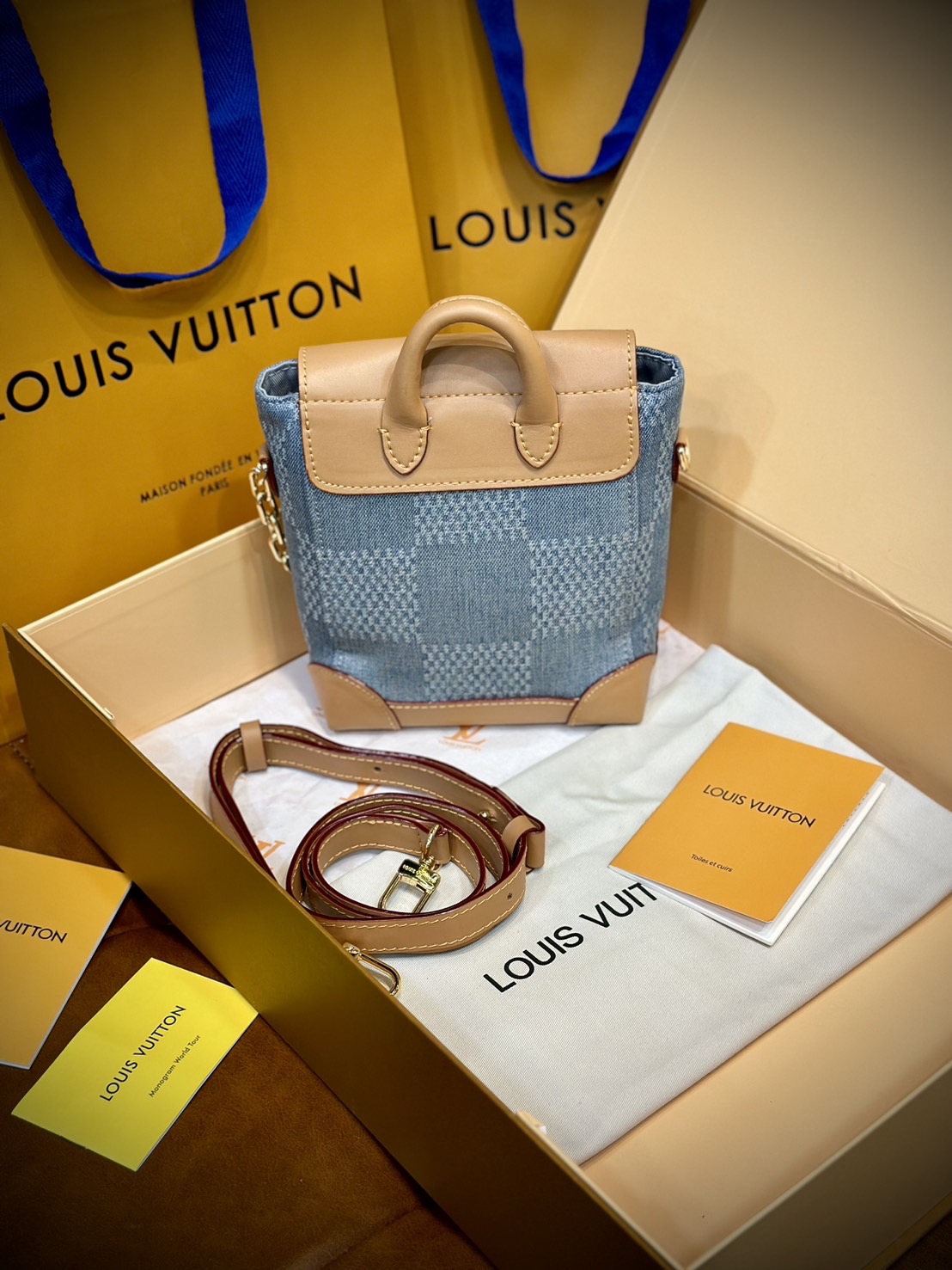 LV Nano Steamer Bag Monogram Craggy กระเป๋าสะพายดีไซส์วินเทจลายใหม่ สวยงามหรูหรา โดดเด่นสะดุดตาเป็นเอกลักษณ์ เกรดออริ