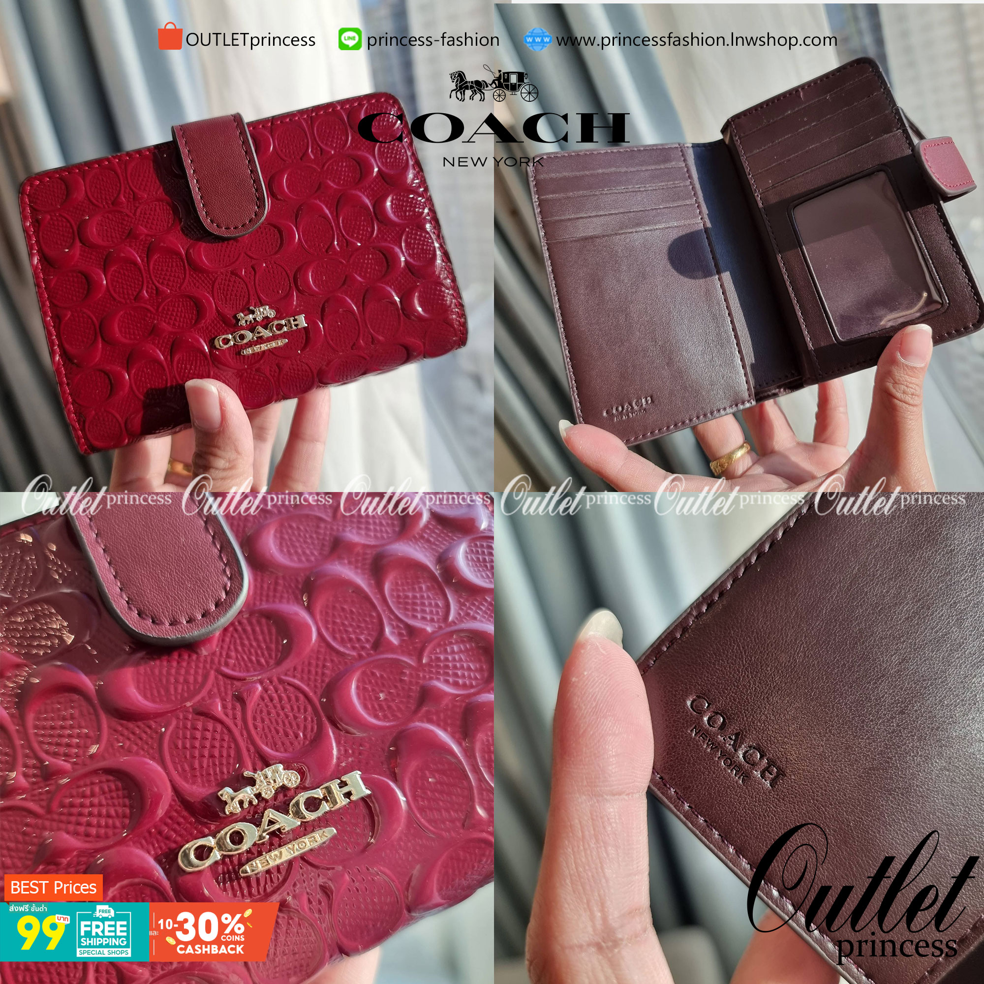 OUTLET 】COACH F25937 MEDIUM CORNER ZIP WALLET กระเป๋าสตางค์ใบกลาง 🔥 รุ่นหนังแก้วสุดฮอต!! สวยหรู ขนาดกำลังเหมาะมือ ดูดีดูแพงทุกสี มีช่องใส่บัตรและธนบัตรครบ และมีช่องแยกสำหรับใส่เหรียญ มาให้ครบเซ็ท พร้อมเสิร์ฟความสวยให้ถึงบ้านไปเลยจ้า