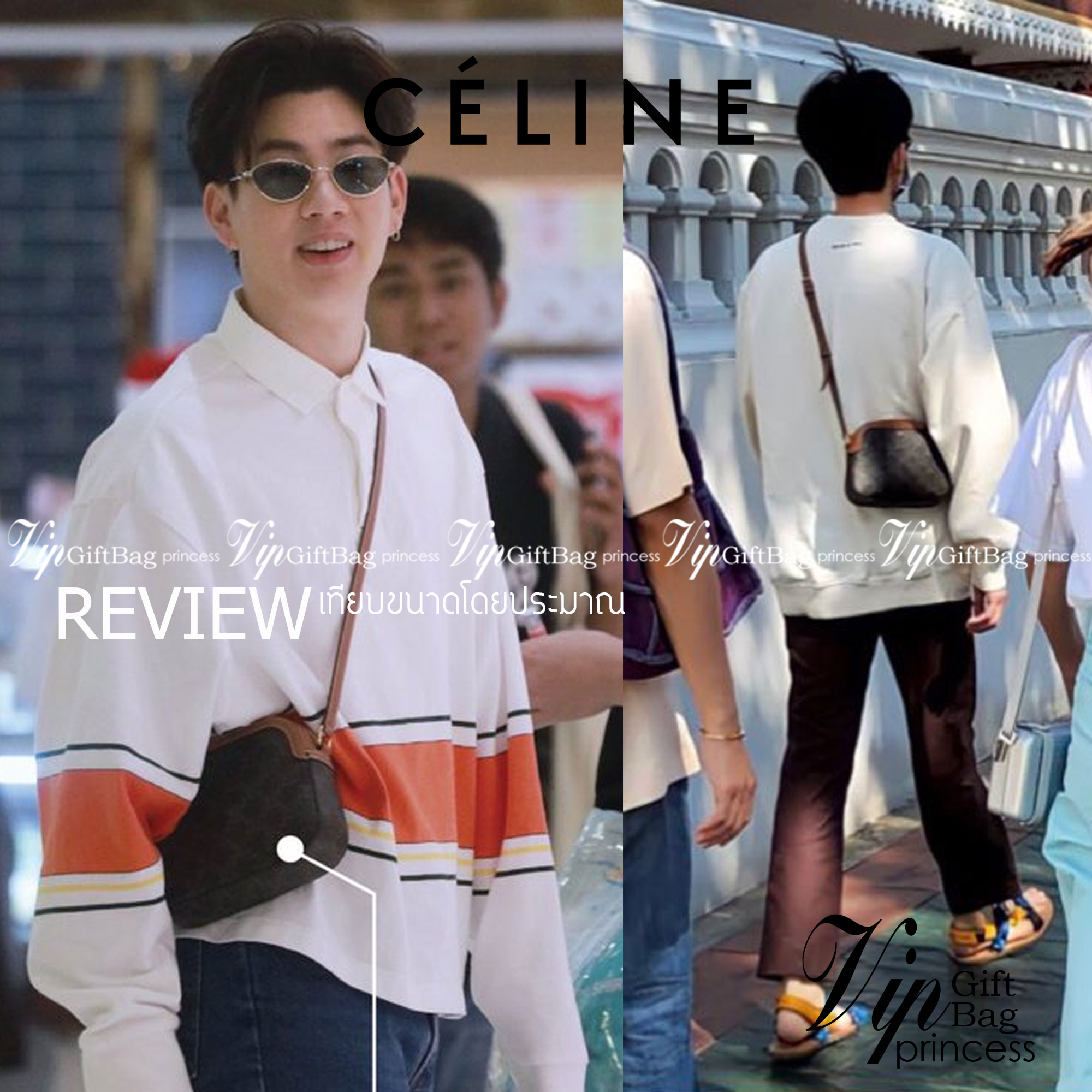 CELINE Triomphe Canvas Small Camera กระเป๋าสะพายไหล่สุดเก๋ใบนี้ผลิตจากผ้าใบเคลือบอย่างดีพร้อมขอบหนังสีน้ำตาล มาพร้อมสายสะพายหนังปรับระดับได้พร้อมฮาร์ดแวร์สีทองและซิปด้านบน ภายในบุด้วยผ้าสีน้ำตาล ลวดลาย triomphe อันเป็นเอกลักษณ์ของแบรนด์ และเป็นกระเป๋าสะพา