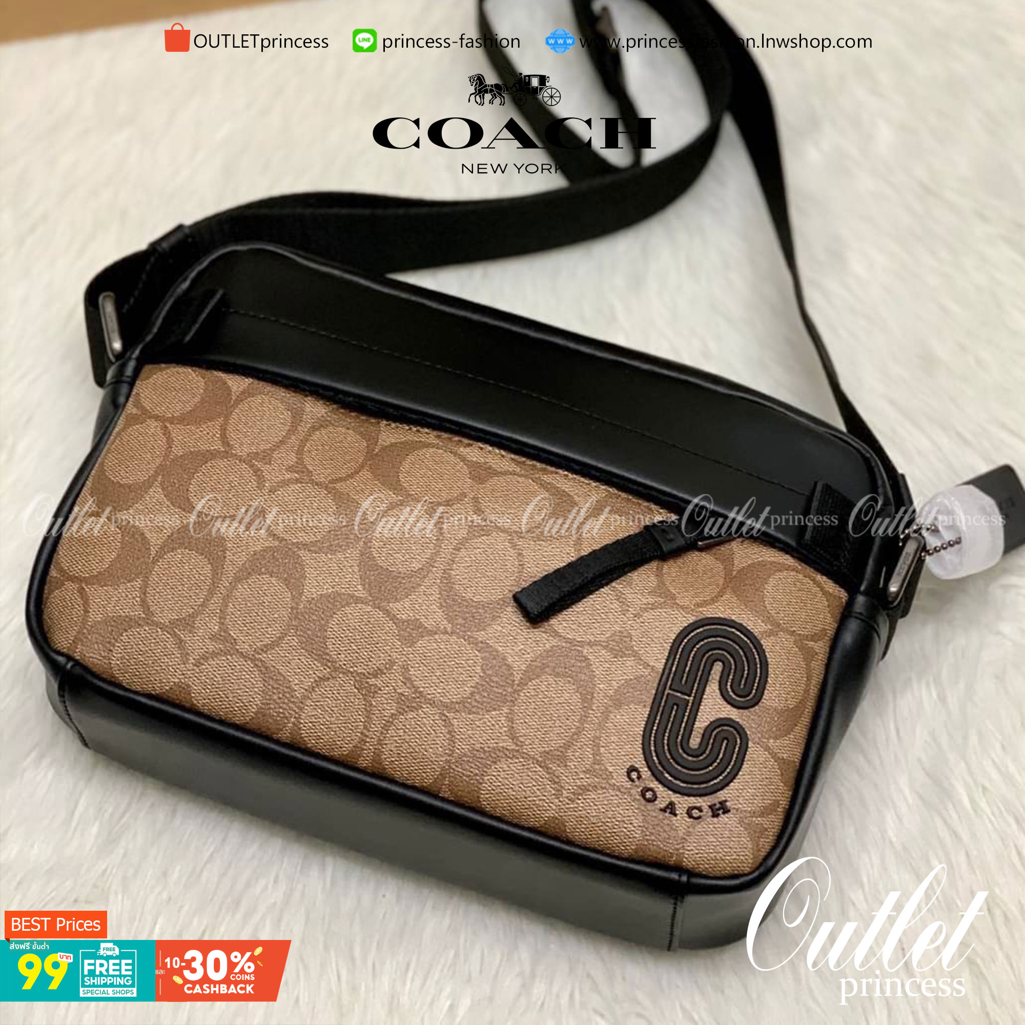 COACH EDGE CROSSBODY IN SIGNATURE CANVAS กระเป๋าสะพายครอสบอดี้ร์ วัสดุหนังแท้ หนังนิ่มอย่างดีค่ะ ด้านหน้ามีช่องซิปซ่อนให้หนึ่งช่อง เปิดปิดช่องหลักแบบซิปคู่ภายในกว้าง ใส่ของได้จุเลยนะคะ มีช่องซิปและช่องเล็กให้อีก2ช่อง;ด้านหลังกระเป๋าเป็นช่องโล่งใส่ของอีกช่