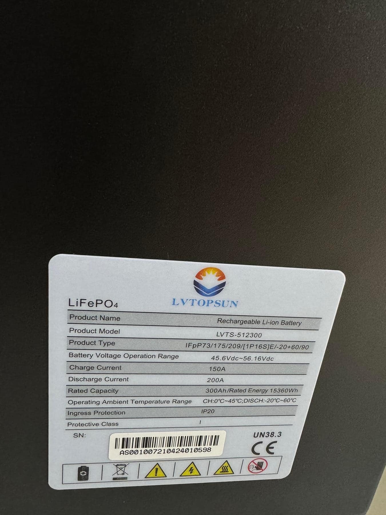 BATTERY LIFEPO4 LVTOPSUN 300Ah 51.2V (ประกัน 5ปี)