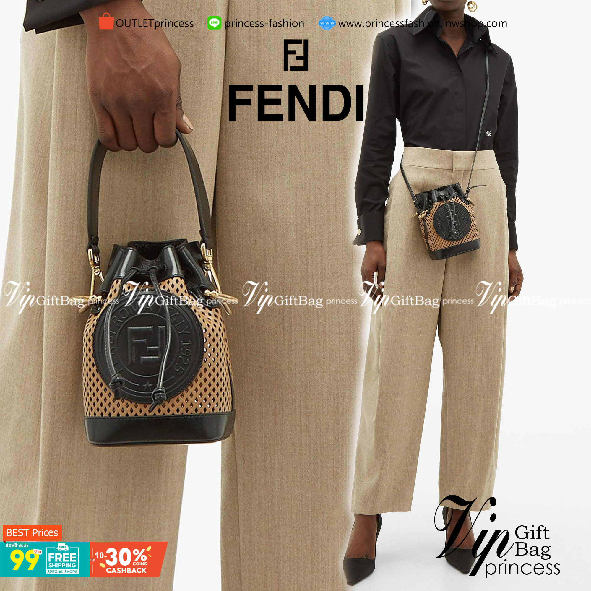 FENDI Mon Tresor mini bucket bag กระเป๋าถือทรงขนมจีบสุดคิ้วท์ หรือสะพายไหล่ วัสดุหนังแท้อย่างดี รุ่นใหม่ล่าสุด สวยหรู ดูแพง คุณนายสุดไปเลยค่า ถือแล้วสวยมากๆ จุของได้กำลังดี ทรงนี้ต้องมีติดตู้ไว้สักใบนะคะ!
