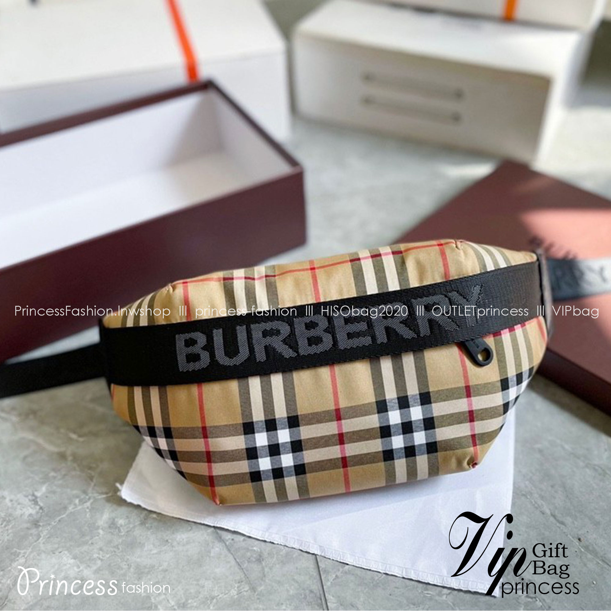 Burberry Vintage Check Sonny Belt Bag / BURBERRY FRAGRANCES BELT BAG กระเป๋าคาดเอว คาดอกแบบ UNISEX ใช้ได้ทุกเพศ ลายวินเทจตามแบบฉบับของแบรนด์