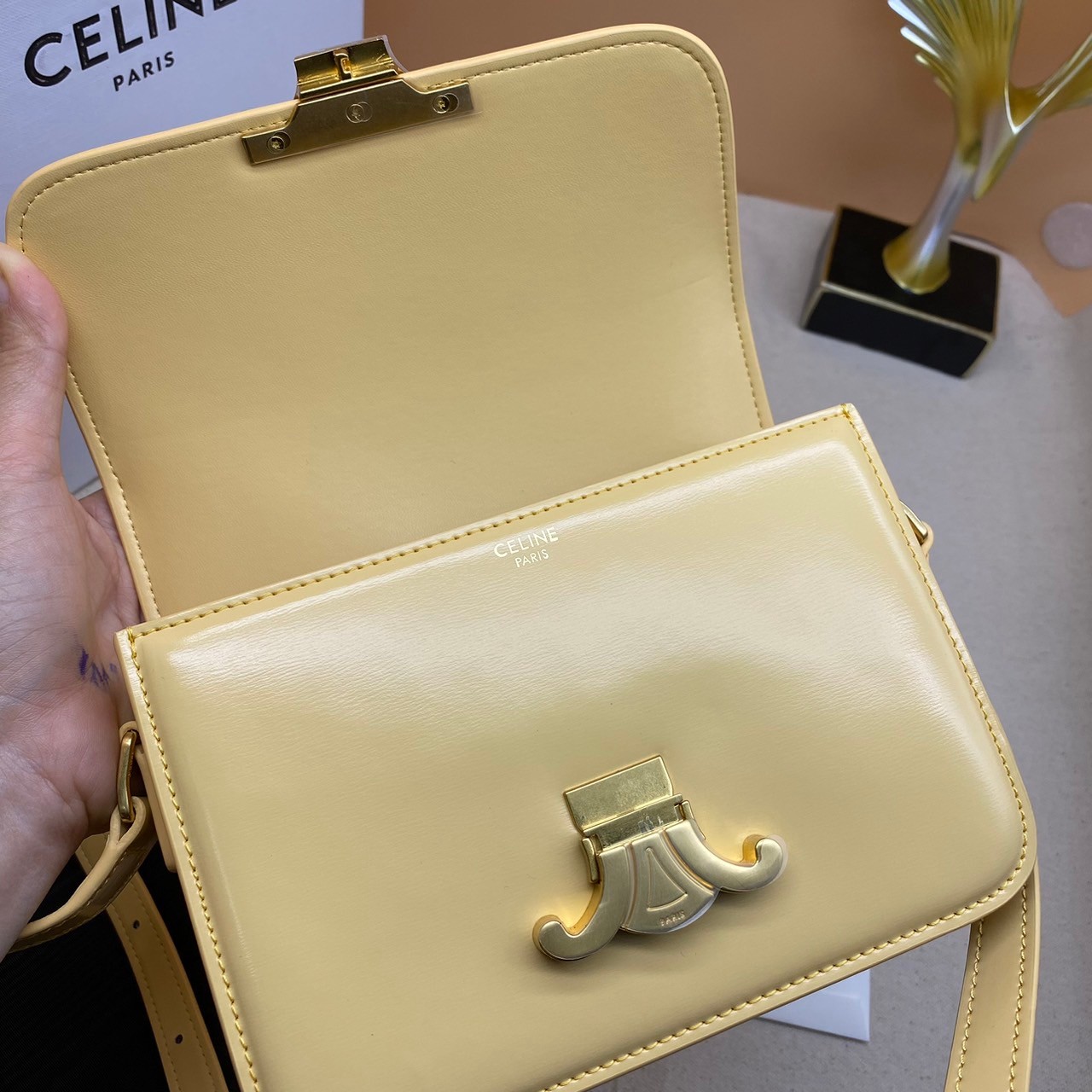 TEEN 18cm : CELINE TEEN TRIOMPHE BAG IN SHINY CALFSKIN / Celine Triomphe Bag / Celine Bag พร้อมส่ง 7 สี เกรดออริ 1:1 กระเป๋าแบรนด์หรูที่ควรมีแห่งปี รูปทรงสี่เหลี่ยมรุ่นฮอตฮิตของเหล่าดาราและเซเลบทั้งหลาย ดีไซต์เรียบหรู