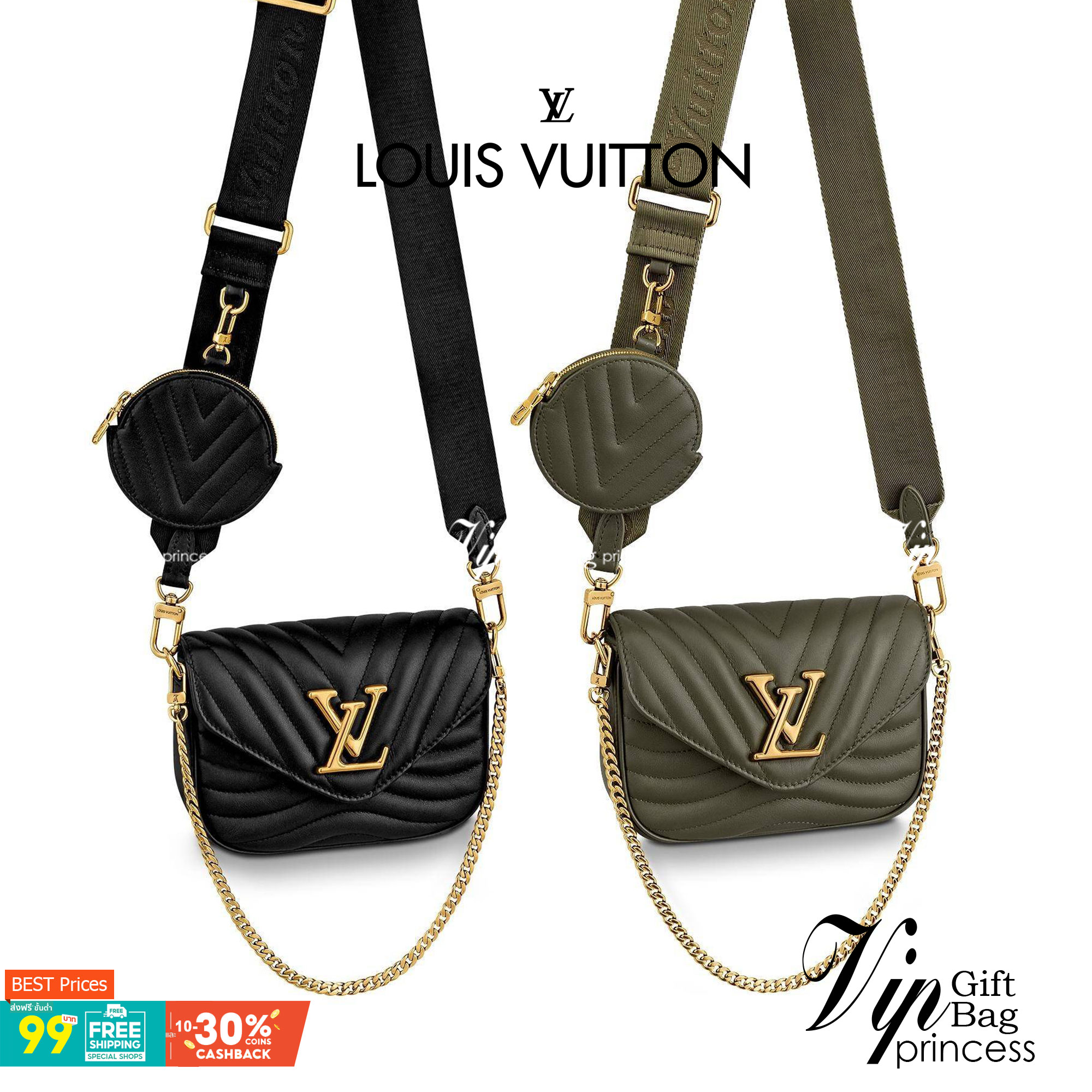 LV new wave pochette multi bag กระเป๋าสะพายมัลติฟังก์ชั่น สุดหรู มาพร้อม box set รับรองว่าดีงาม ลูกเล่นคลาสสิคผสานความวินเทจ มีสายสะพายให้ 2 เส้น และกระเป๋าใบลูก เล็กน่ารัก วัสดุหนังแท้ ภายในเป็นช่องโล่ง แบ่งสัดส่วนมีช่องย่อย ใบนี้ปรับใช้ได้หลายสไตล์ ลุคไ