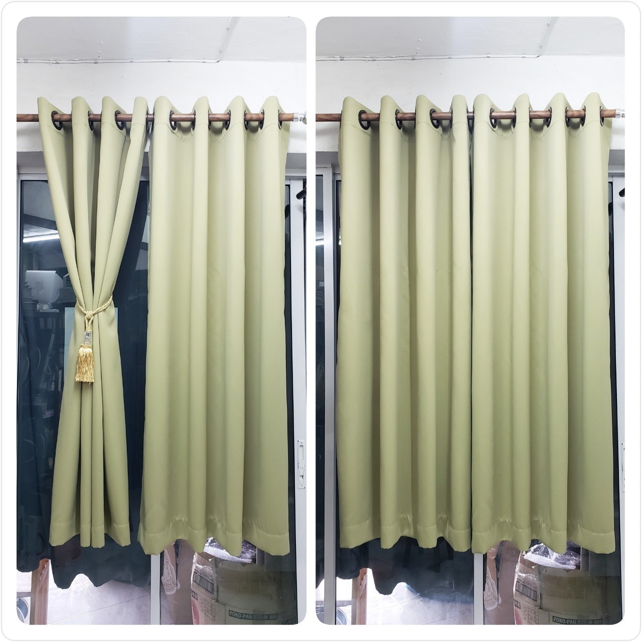 ผ้าม่านกันแสงก.270*ส.230ซม./ผืน UV95% รุ่นโมเดิร์น(ไม่มีลาย)สีเขียวตองอ่อน