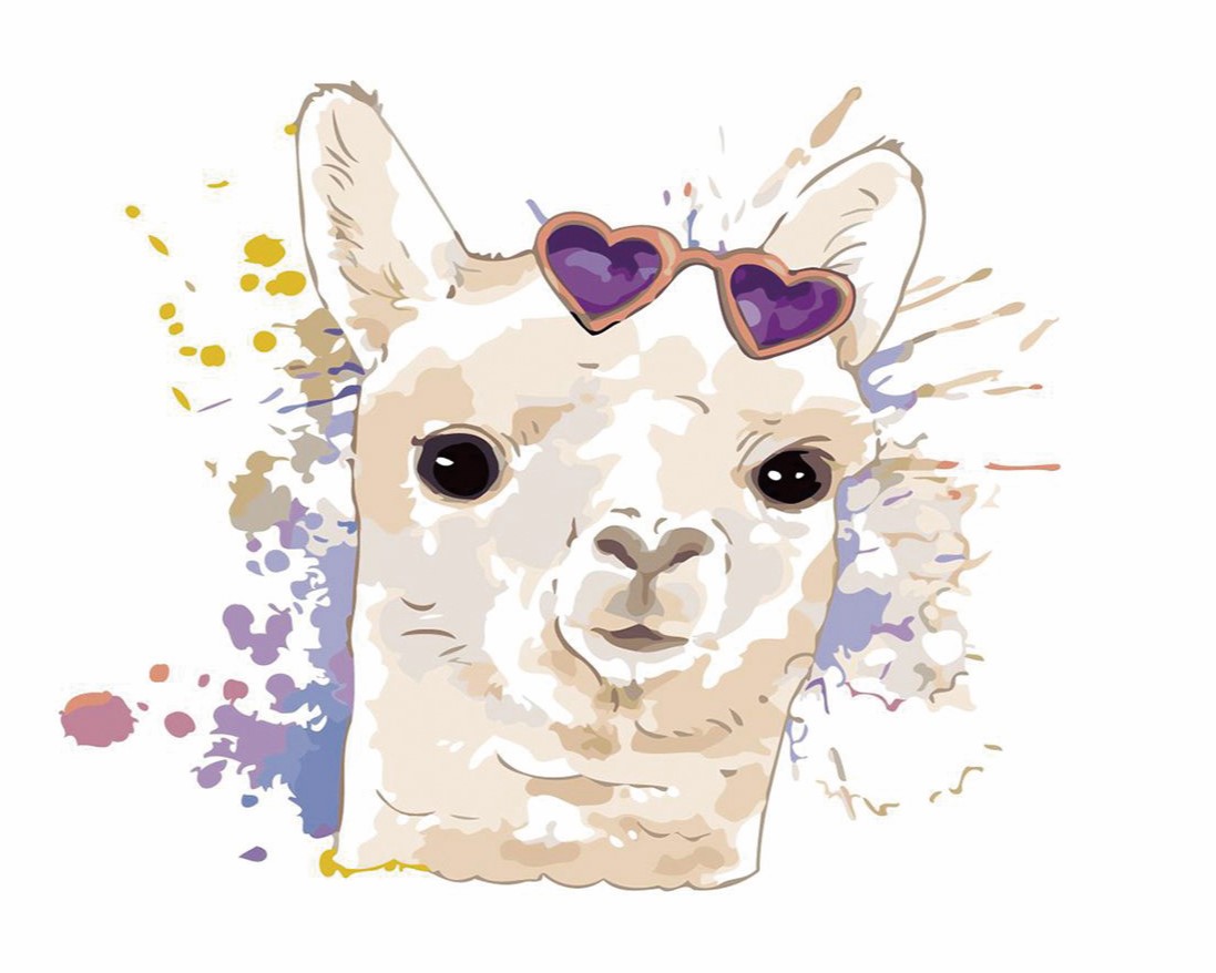 CE3911 ภาพระบายสีตามตัวเลข "น้องอัลปาก้าขาว"