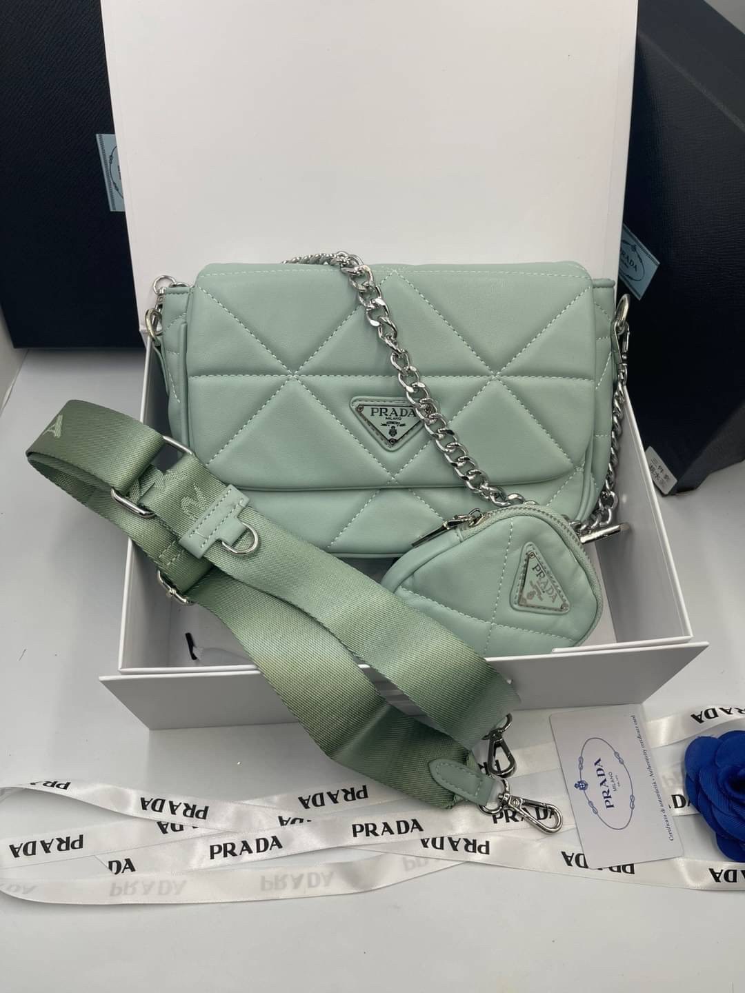 VIP 】PRADA System nappa leather patchwork bag หนังแท้ พร้อมส่งที่ไทย 6 สี