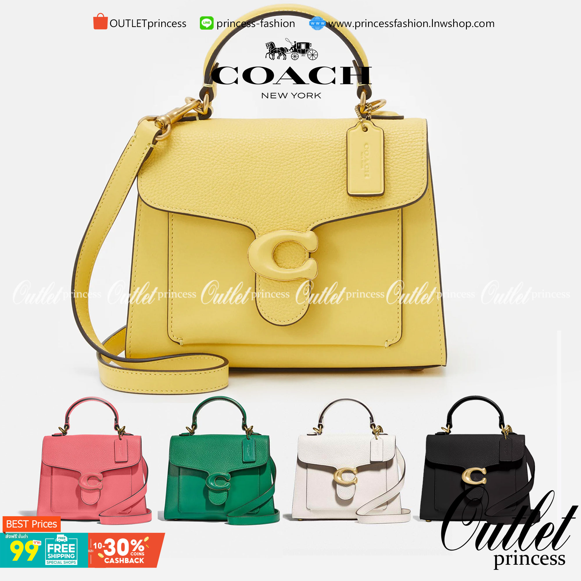 OUTLET 】COACH TABBY TOP HANDLE 20 LEATHER BAG หรูหรามากๆค่ะ สินค้าแนะนำ!! กระเป๋าถือ//สะพายข้างได้ วัสดุหนังแท้อย่างดี หนึ่งใบทำหนัง2แบบได้อย่างลงตัว สวยงาม มีอะไหล่ตัวC ใหญ่ด้านหน้าโดดเด่นหรูมากๆค่ะ 🔺เปิดปิดแบบกดล็อค ภายในมี2ช่องสำหรับใส่ของ สามา