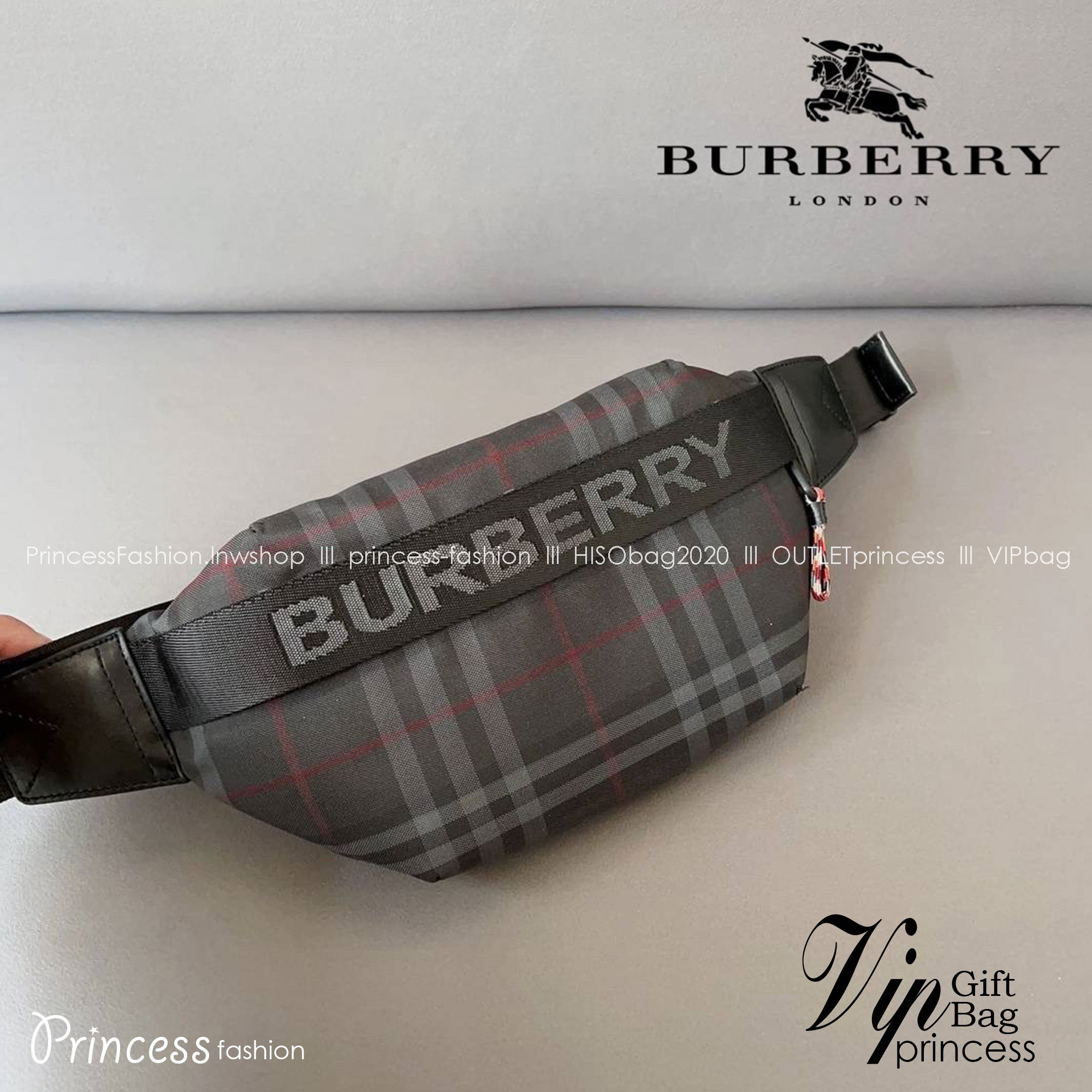Burberry Vintage Check Sonny Belt Bag / BURBERRY FRAGRANCES BELT BAG วัสดุ 100% POLYAMIDE (Nylon & Canvas) กระเป๋าคาดเอว คาดอกแบบ UNISEX ใช้ได้ทุกเพศ ลายวินเทจตามแบบฉบับของแบรนด์