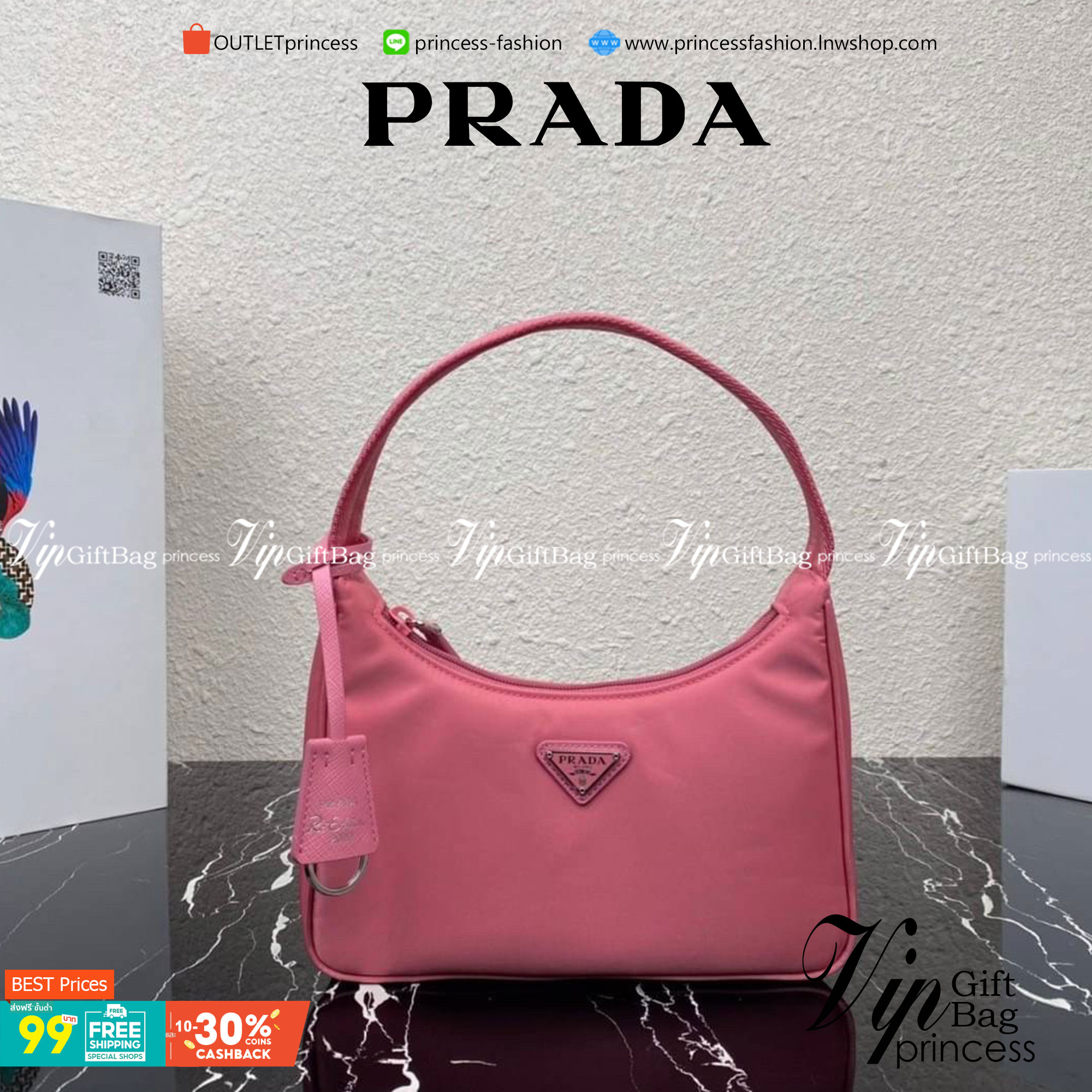 PRADA Nylon Mini Bag รุ่นใหม่แนะนำ!! พร้อมส่งครบ4สี รุ่นขายดีในตำนานค่ะ PRADA NYLON HANDBAGS ขนาดกะทัดรัด **อะไหล่เงิน วัสดุทำจากผ้าNylon อย่างหนา อยู่ทรง กันน้ำได้ หายห่วงคะ ด้านหน้ามีโลโก้แบรนด์ เปิดปิดด้วยซิป มาพร้อมสายผ้า ไม่สามา