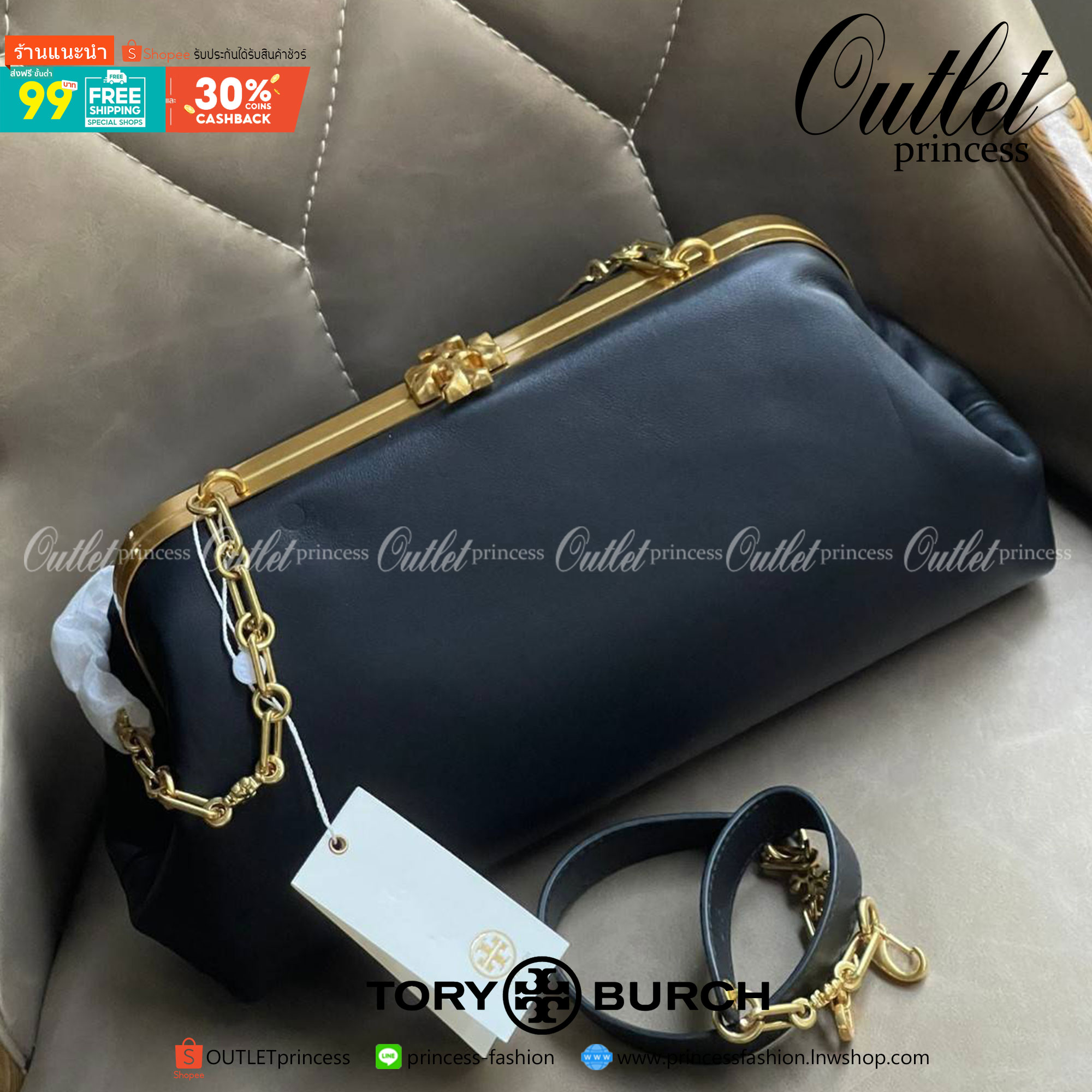 ของแท้ 💯% Tory burch Cleo Bag โดดเด่นด้วยรูปทรงที่เพรียว เรียบโก้ และเด่นชัด สื่อสารถึงบริบทของความร่วมสมัยได้อย่างลงตัว