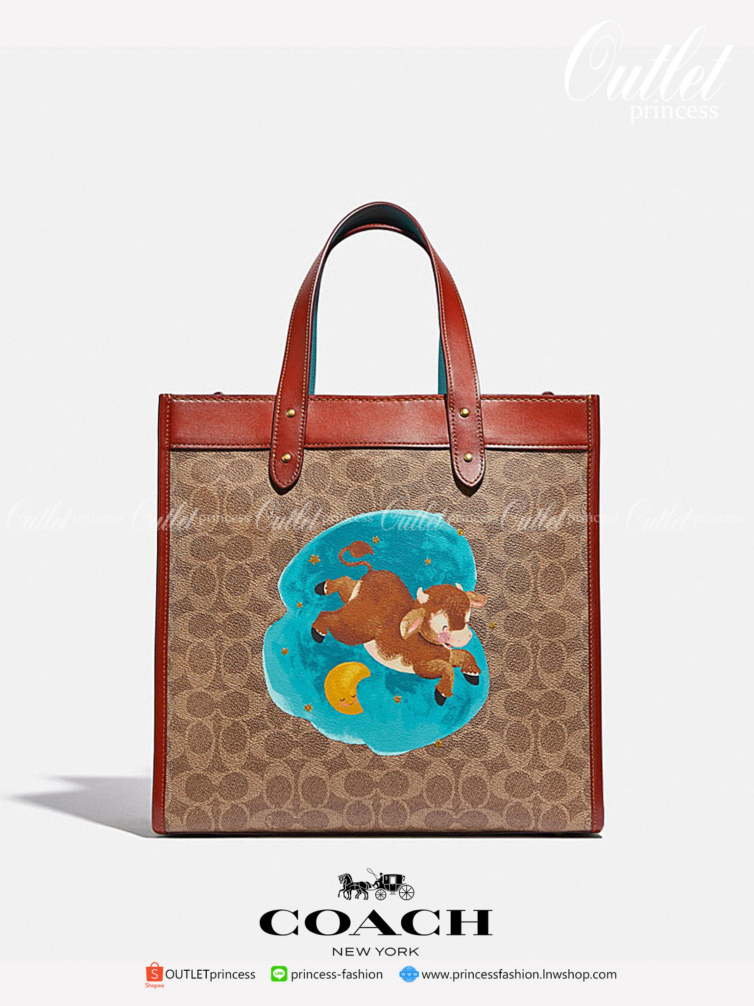ของแท้ Coach LUNAR NEW YEAR FIELD TOTE IN SIGNATURE CANVAS WITH OX