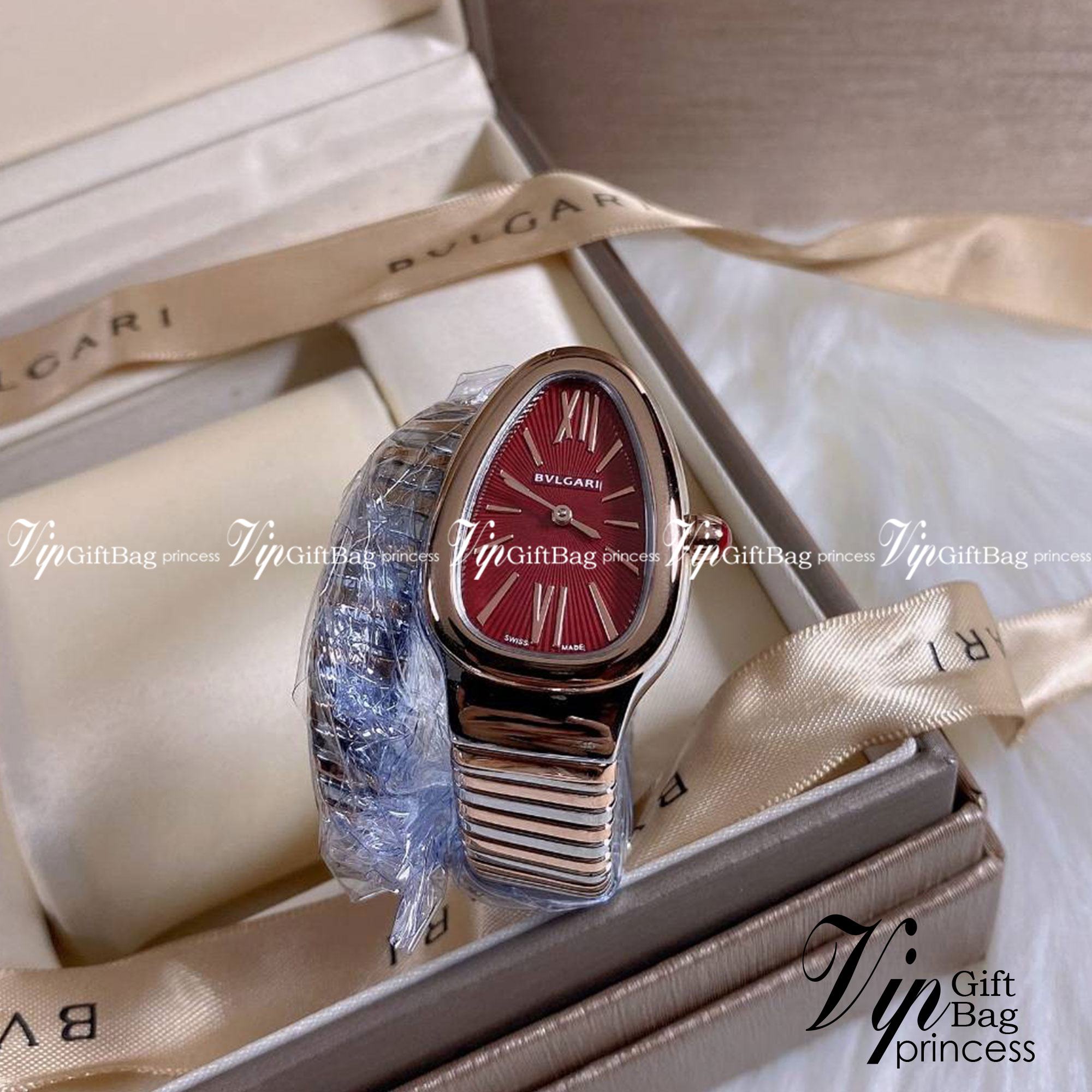 BVLGARI SERPENTI WATCH 24mm 26mm นาฬิกาบุลการี รุ่นหน้าปัดไม่มีเพชร นาฬิกาผู้หญิง ระบบถ่าน Quartz ภาพสินค้าถ่ายจากงานขายจริง