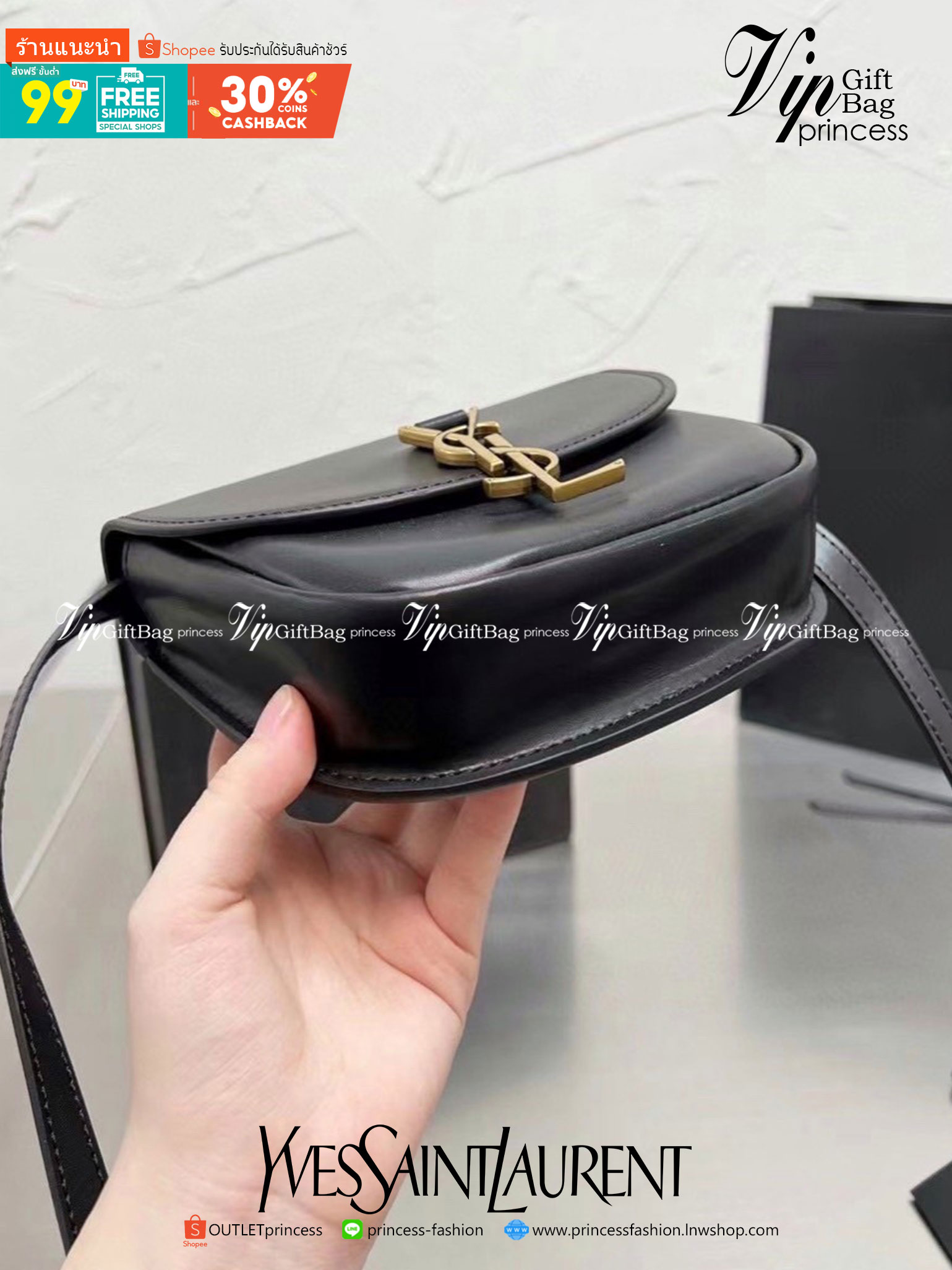 VIP 】หนังแท้ YSL SAINT LAURENT BORSA SATCHEL KAIA PICCOLA IN MORBIDA PELLE พร้อมส่งที่ไทย กระเป๋าสะพายหนังสวยหรูอยู่ทรงเปิดปิดด้วยฝาปิดโลโก้แบรนด์อะไหล่ทองวินเทจ ภายในโล่งมีช่องหลัก และช่องใส่บัตรสามารถใส่มือถือของใช้จุกจิกได้เยอะ สายสะพายหนังยาวปรับระดับ