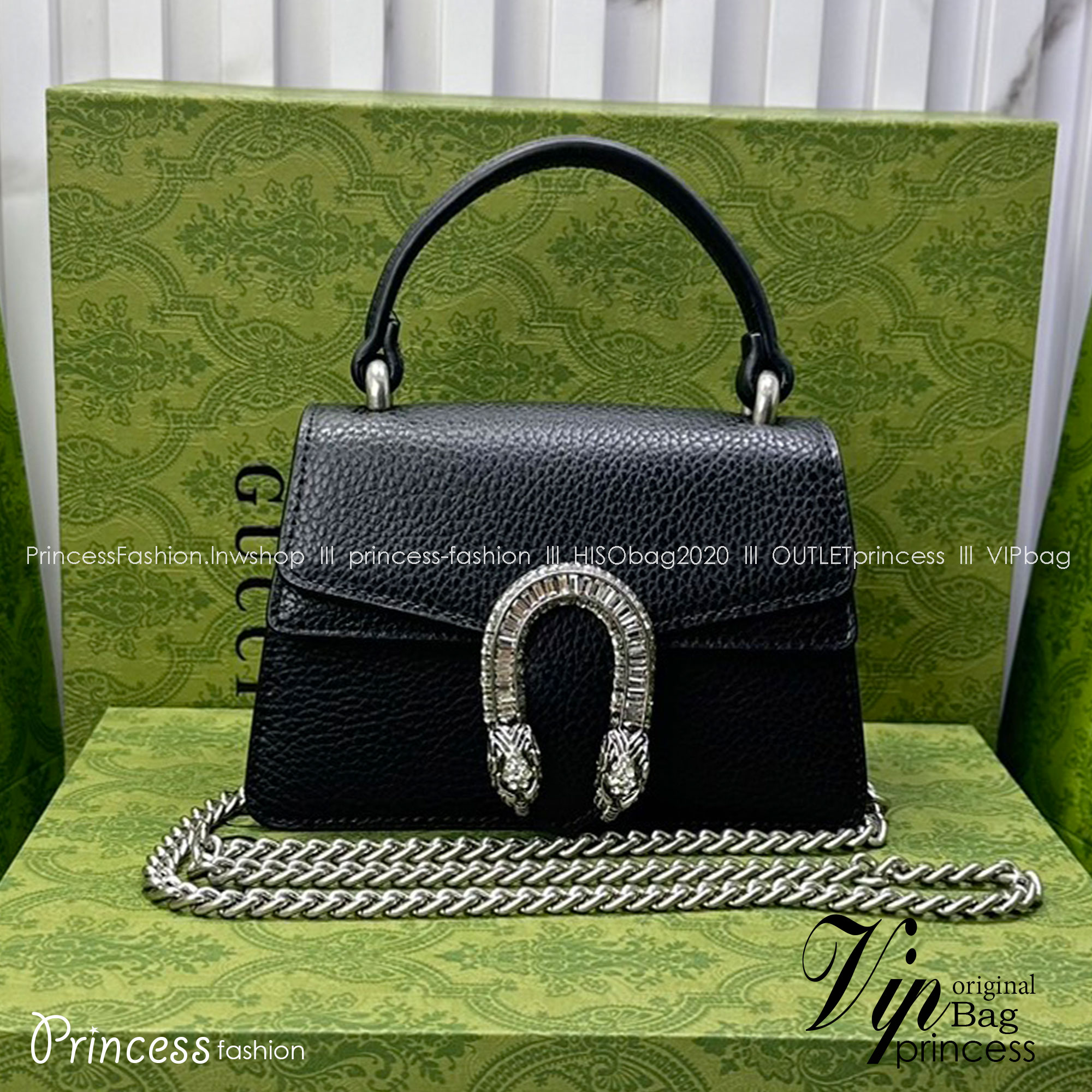 GUCCI DIONYSUS MINI TOP HANDLE BAG กระเป๋าสะพายไดโอนิซูสหรูหราเป็นเอกลักษณ์ โดดเด่นด้วยหัวเสือ เกรดออริ สลับแท้ 1:1 ใช้งานต่างประเทศได้