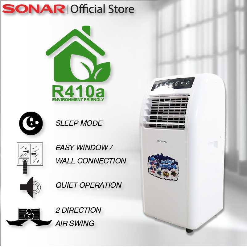 SONAR แอร์เคลื่อนที่ 10000 BTU รุ่น PA-J7100C ระบบประหยัดไฟ มีรีโมท ล้อสะดวกต่อการเคลื่อนย้าย สีขาว