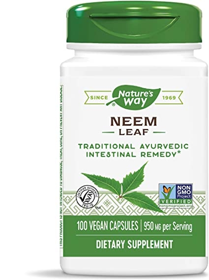 ส่งฟรีลงทะเบียนมีพร้อมส่งค่ะ Natures Way Neem Leaves 100 Capsules