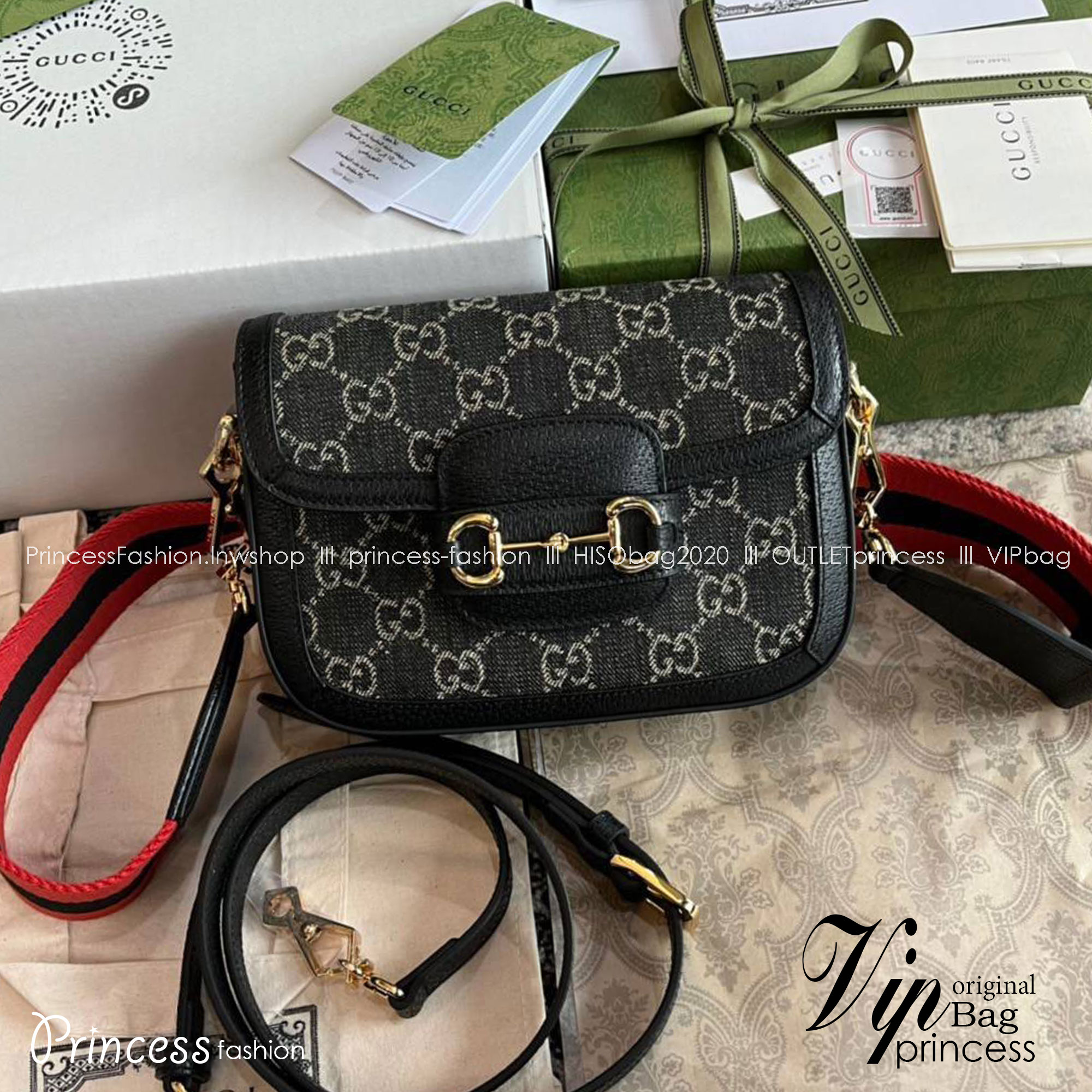 Gucci Horsebit 1955 mini bag GG Supreme in canvas พร้อมส่ง เกรดท็อปออรินอล งานเหมือนสุด หนังแท้ สวยงามตามรูป