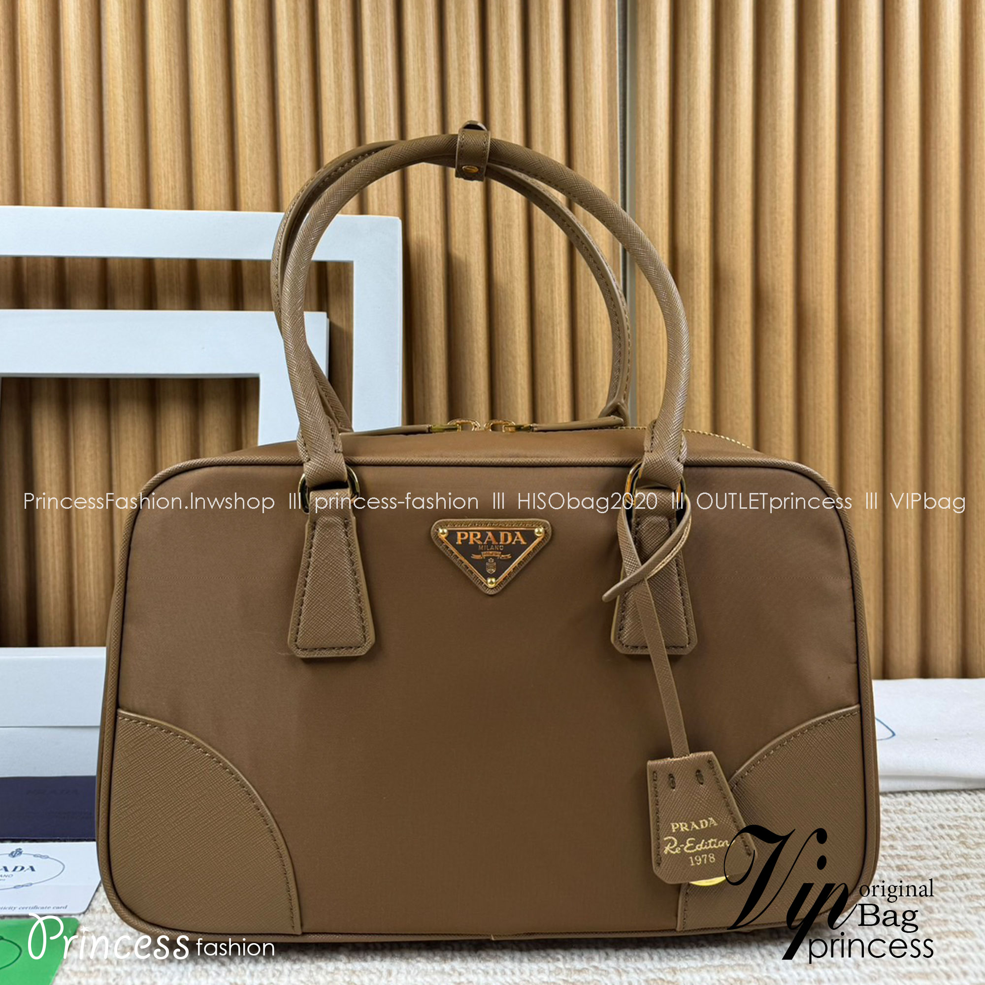 Prada Re-Edition 1978 large Re-Nylon and Saffiano leather two-handle bag 30cm กระเป๋าสะพายใบใหญ่เรียบหรู เกรดออริ สลับแท้ 1:1 ใช้งานต่างประเทศได้
