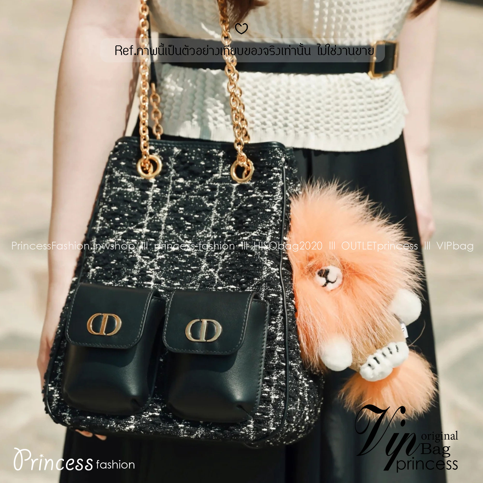 ORI หนังแท้ | Dior Caro Multicarry Bucket Backpack กระเป๋าเป้สะพายหลัง คอลใหม่ล่าสุด โดดเด่นด้วยผ้าทอทวีตโทนสีดำ พร้อมกระเป๋าเล็กคู่หน้า เปี่ยมไปด้วยสไตล์และความหรูหราตกแต่งด้วยโลโก้ CD โลหะสีทอง