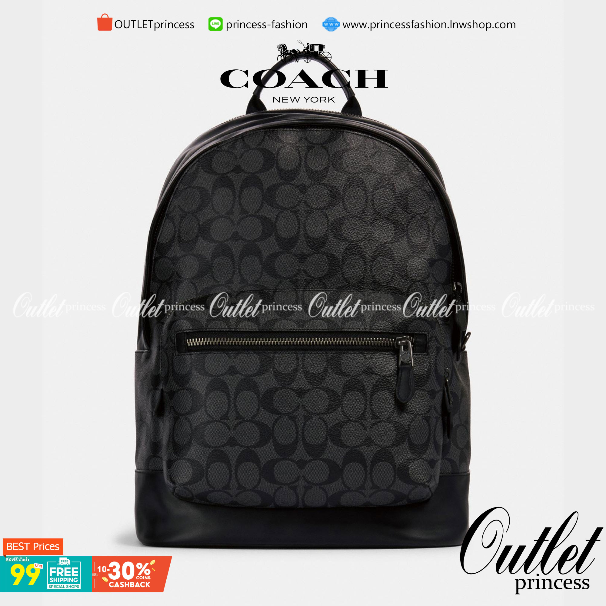 OUTLET 】New in!! 🌈ใบใหญ่ คุ้มค่าทีเดียวค่ะ🌈 COACH WEST BACKPACK IN SIGNATURE((2736)) พร้อมส่งที่ไทย สินค้าเข้าใหม่ค่ะ!! กระเป๋าสะพายหลัง มีหูหิ้ว หนังแท้นิ่ม ใบใหญ่ใส่จุมากกค่า! มีช่องซิปตอนหน้า2ช่อง; ช่องหลัก2ช่องใหญ่ โล่งลึก จุของได้มากท