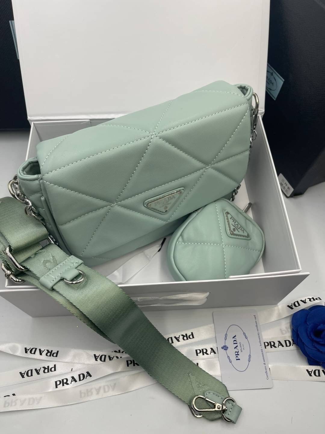 VIP 】PRADA System nappa leather patchwork bag หนังแท้ พร้อมส่งที่ไทย 6 สี