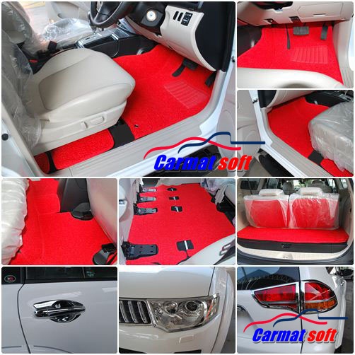 พรมไวนิลดักฝุ่น PAJERO SPORT ปี2008-14 เต็มคัน สีแดง เข้ารูป ตรงรุ่นรถ