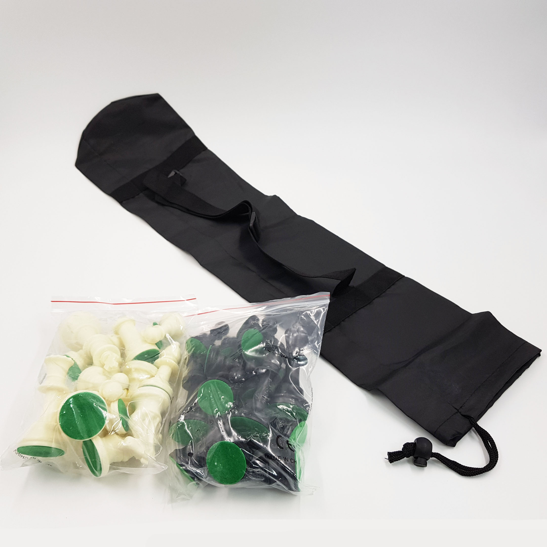 ชุดหมากรุกสากลเรซิ่นมีน้ำหนักและกระดานผ้ายางพร้อมถุงผ้าย่ามพกพา