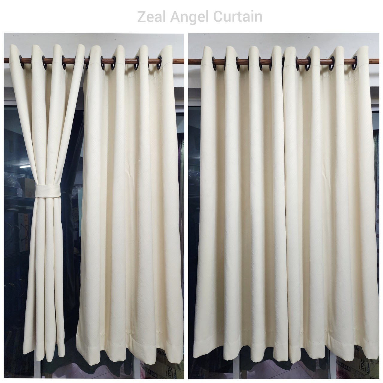 Zeal Angel ผ้าม่าน กันแสง ก.130*ส.150ซม./ผืน รุ่นคลาสซี่ (Classly) สีครีมอ่อน(แถมสายรวบผ้าม่าน)